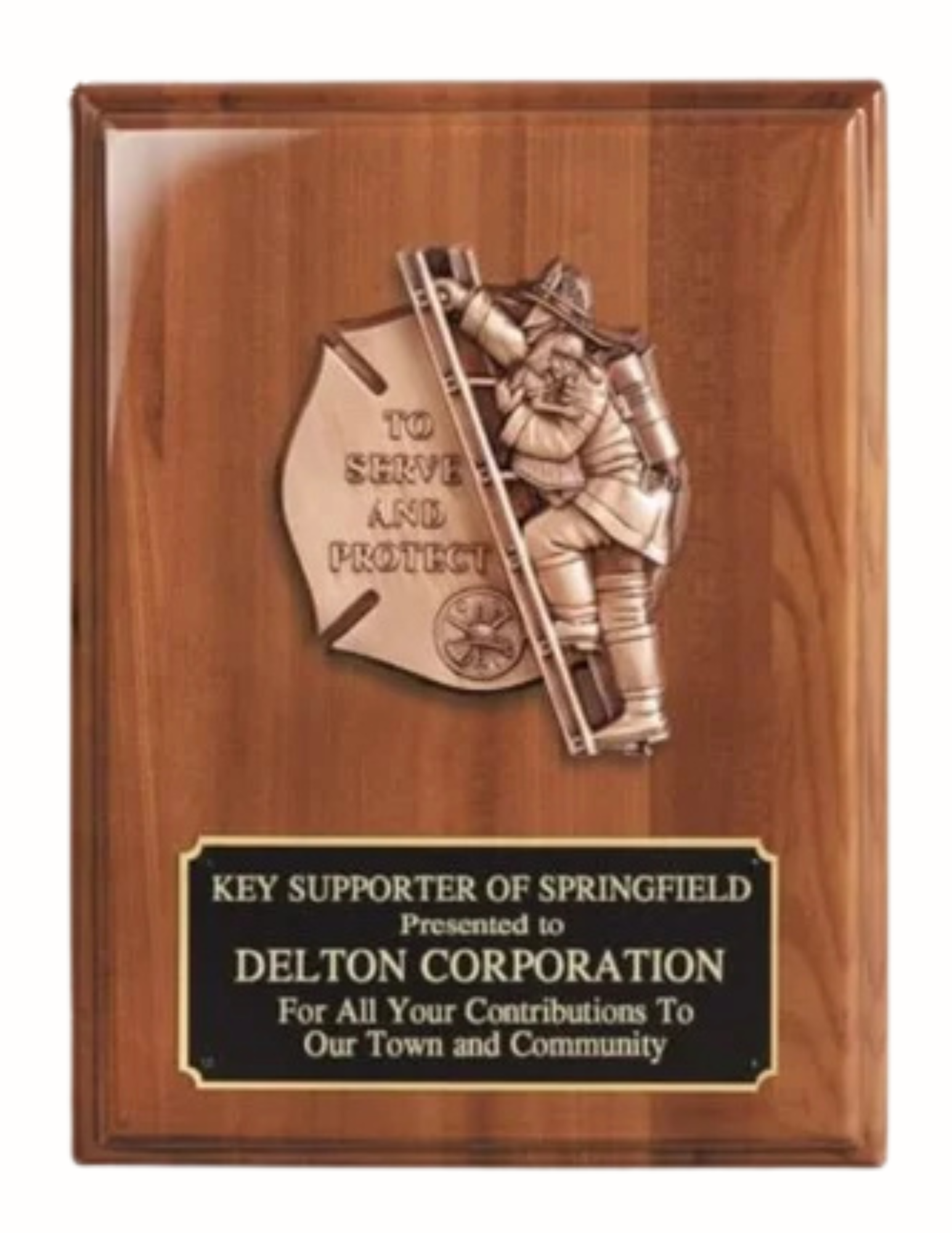 Fireman Walnut Plaque 9" x 12" (Includes Engraving)