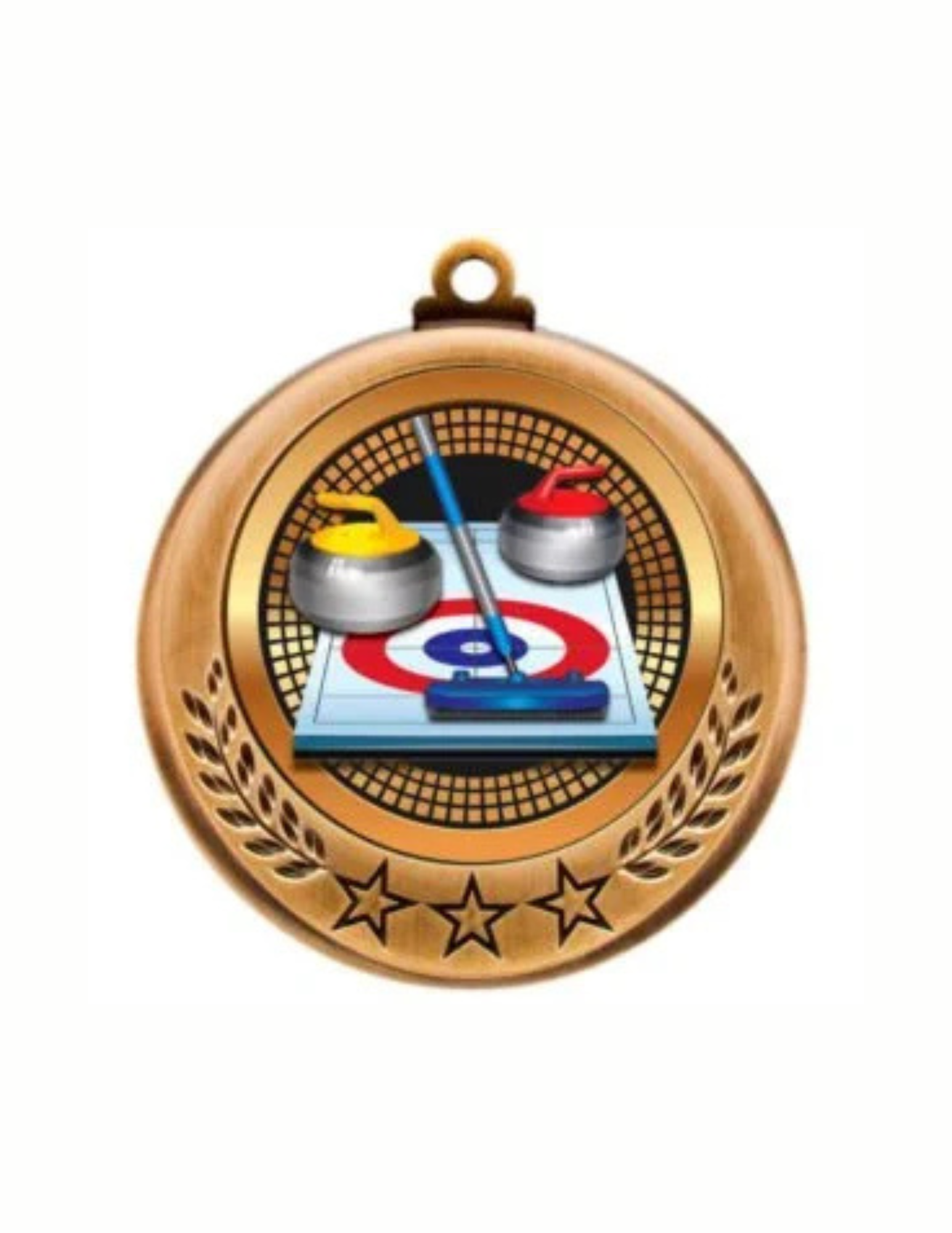 Spectrum Series Curling Medal- 2 Sizes (Includes Ribbon)