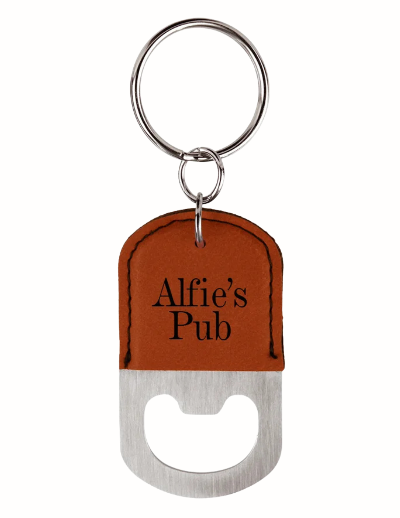 Oval Rawhide Laserable Leatherette Bottle Opener Keychain