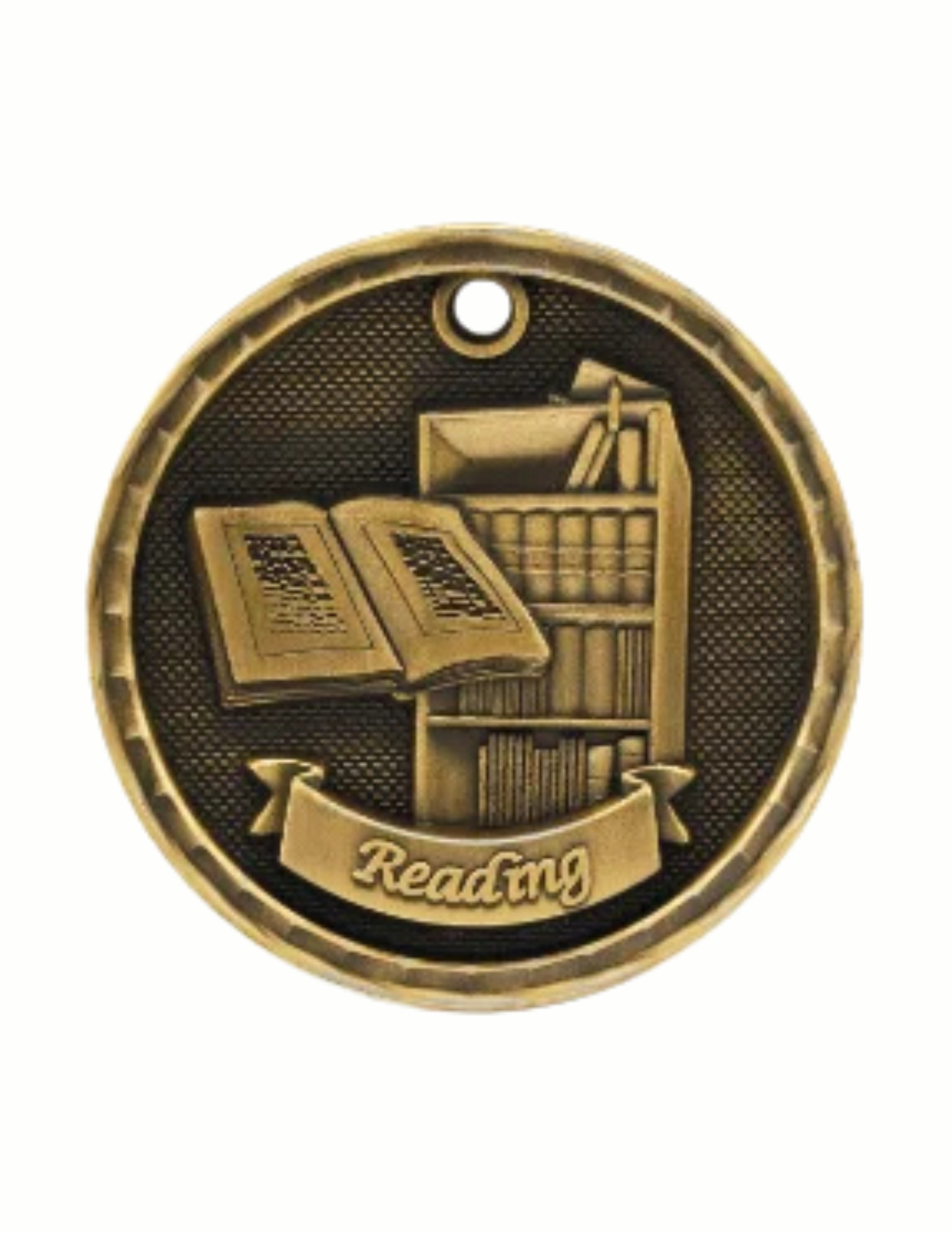 2" Antique 3D Reading Medal (Includes Ribbon)
