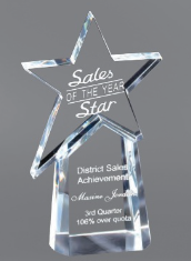 Short Shooting Star Crystal Award 4.5" x 7.5" (Includes Engraving)