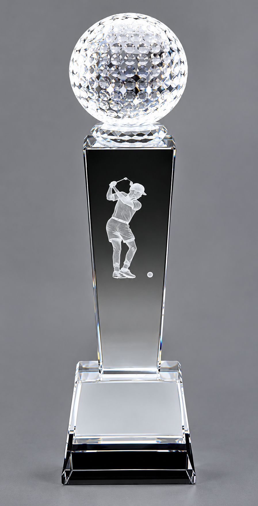 Female Golfer Frosted Tower Crystal Award