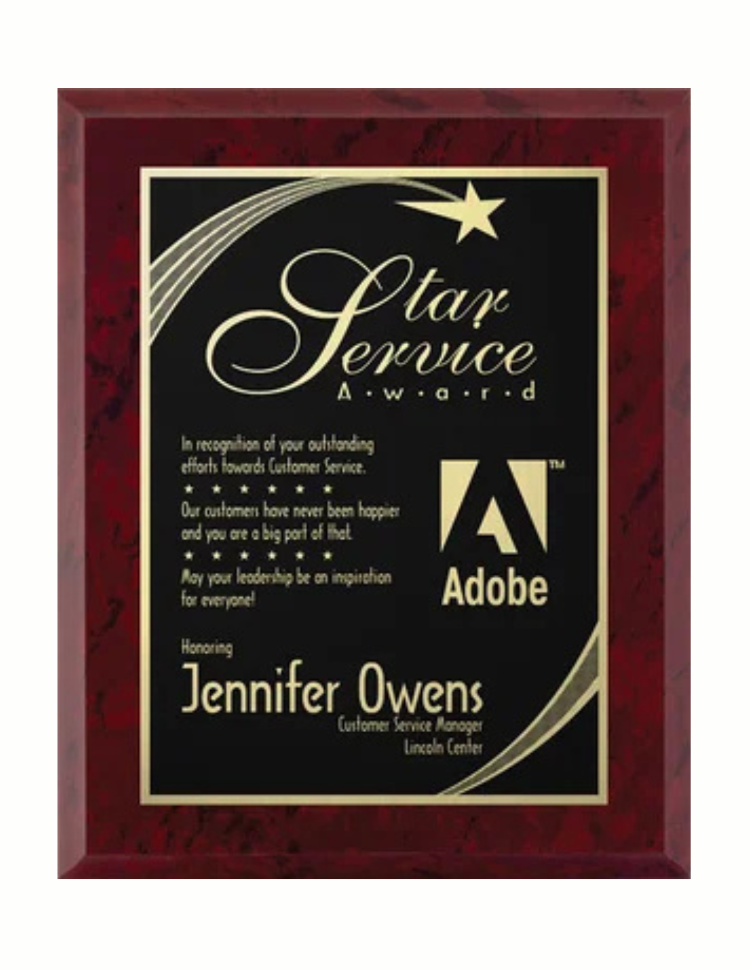 Executive Red Marble Press-board Plaque- 5 Sizes (2 Custom Options)