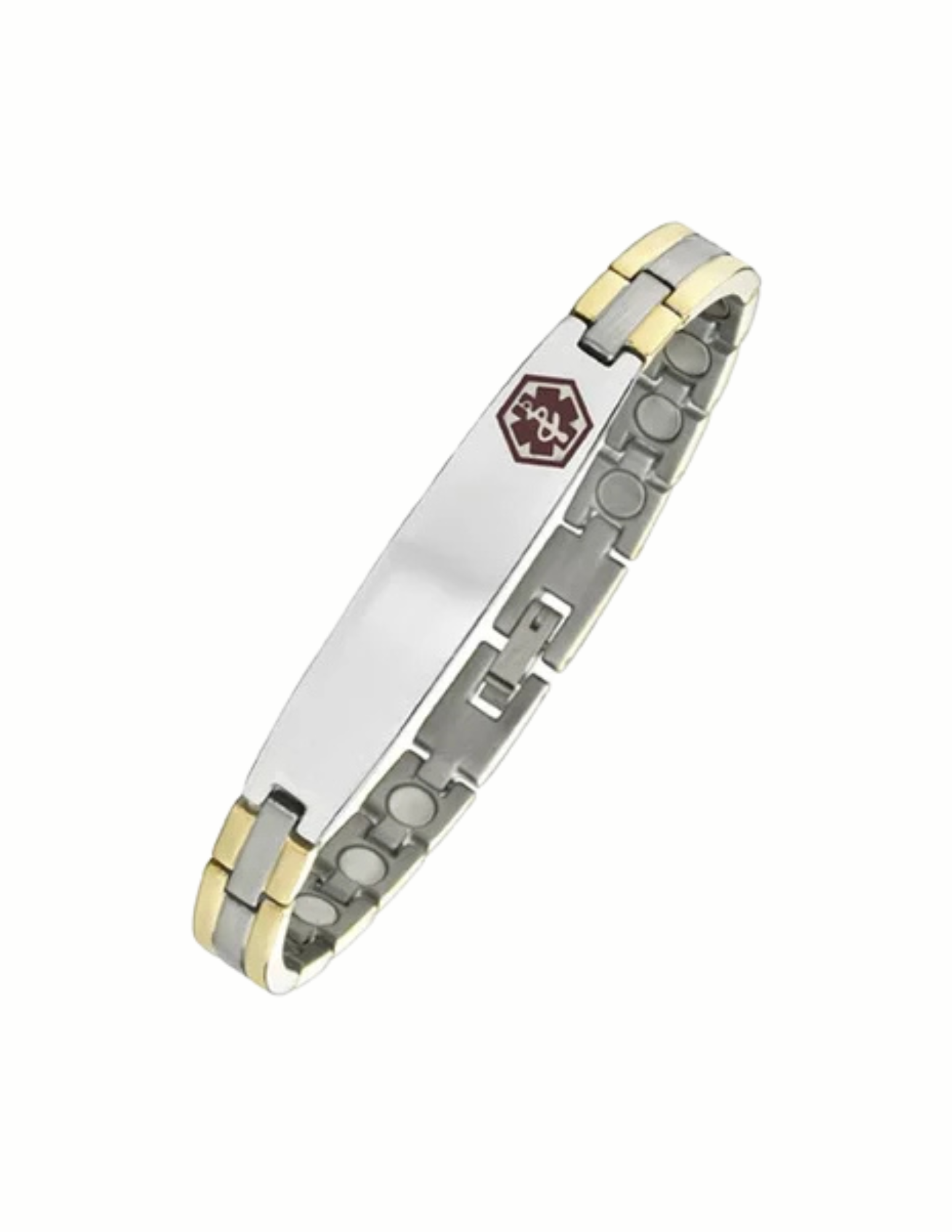 Alpine Stainless Steel Magnetic Medical ID Bracelet- 8” and size adjustable, 9 mm wide (Includes Engraving)