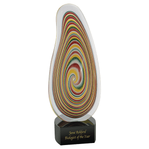 12.25" Multi-Color Flat Swirl Art Glass Award (Includes Engraving)