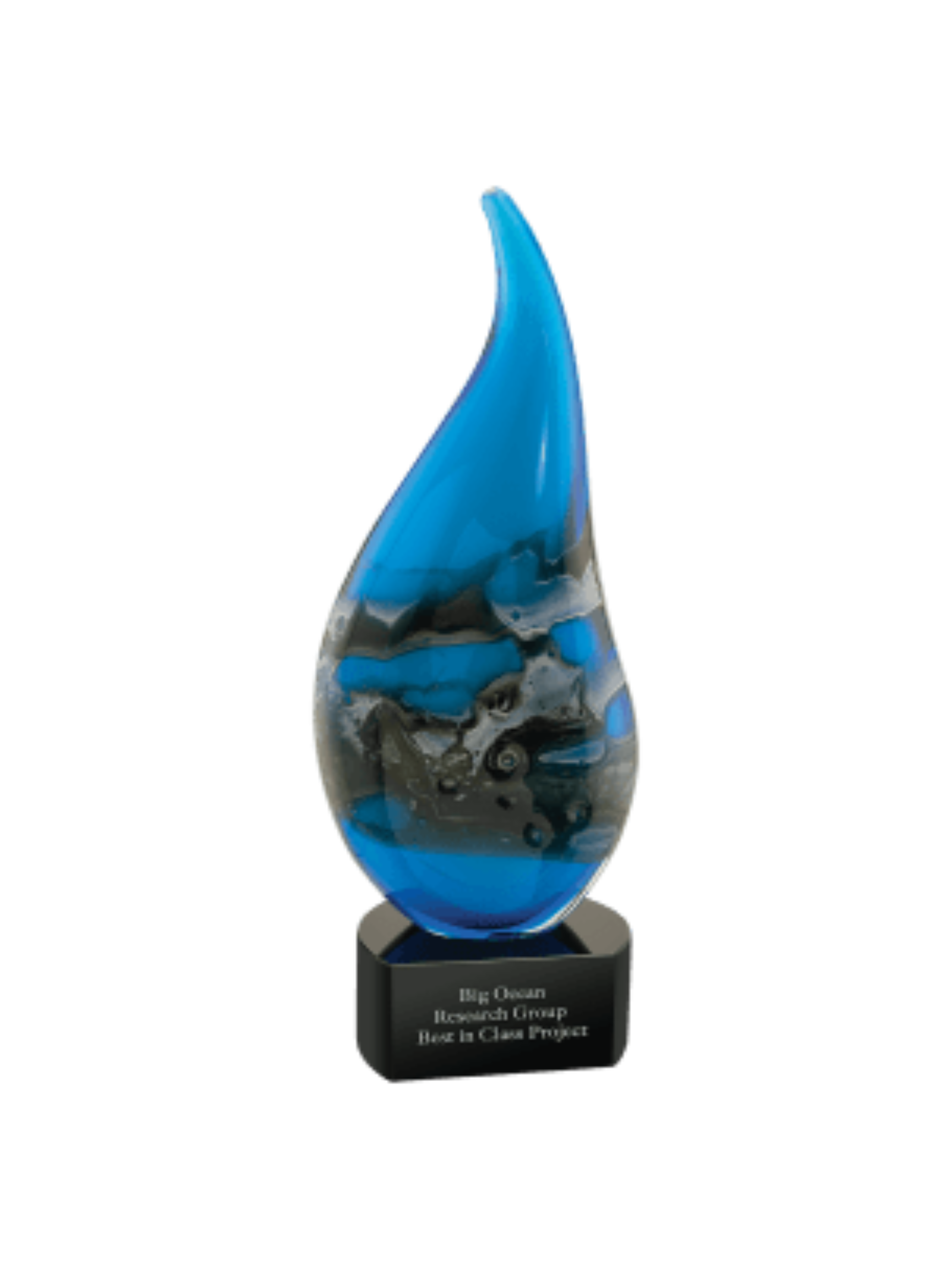 11.5" Blue with Gray and White Accent Curved Raindrop Art Glass Award (Includes Engraving)