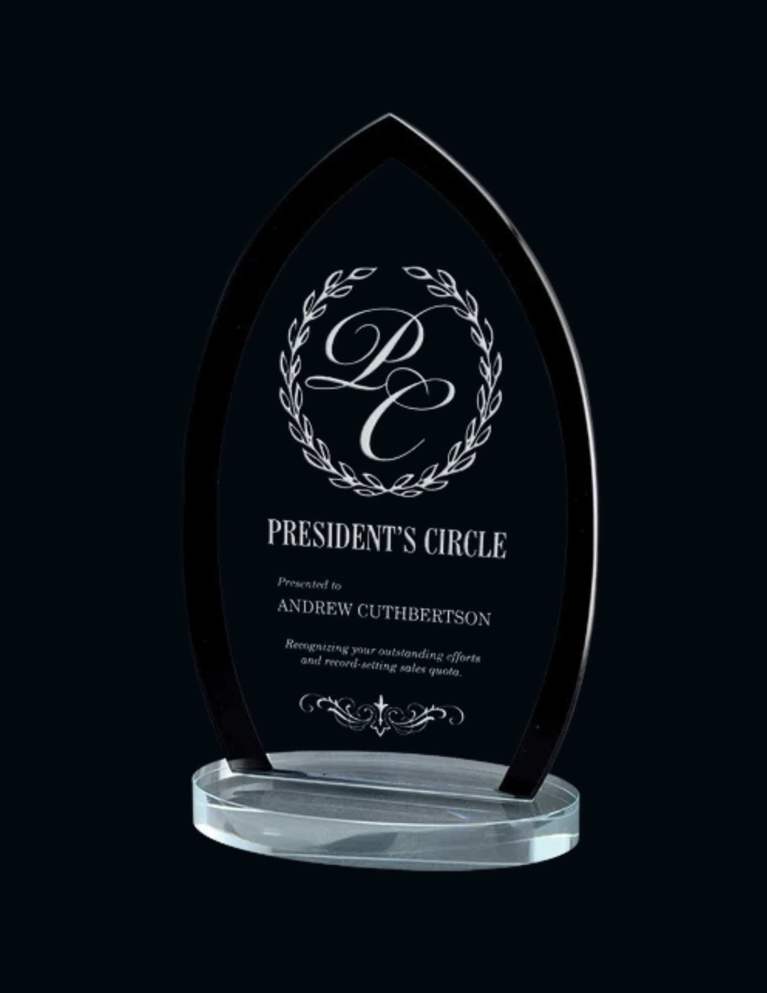 Pearson Black Glass Award- 2 Sizes (Includes Engraving)