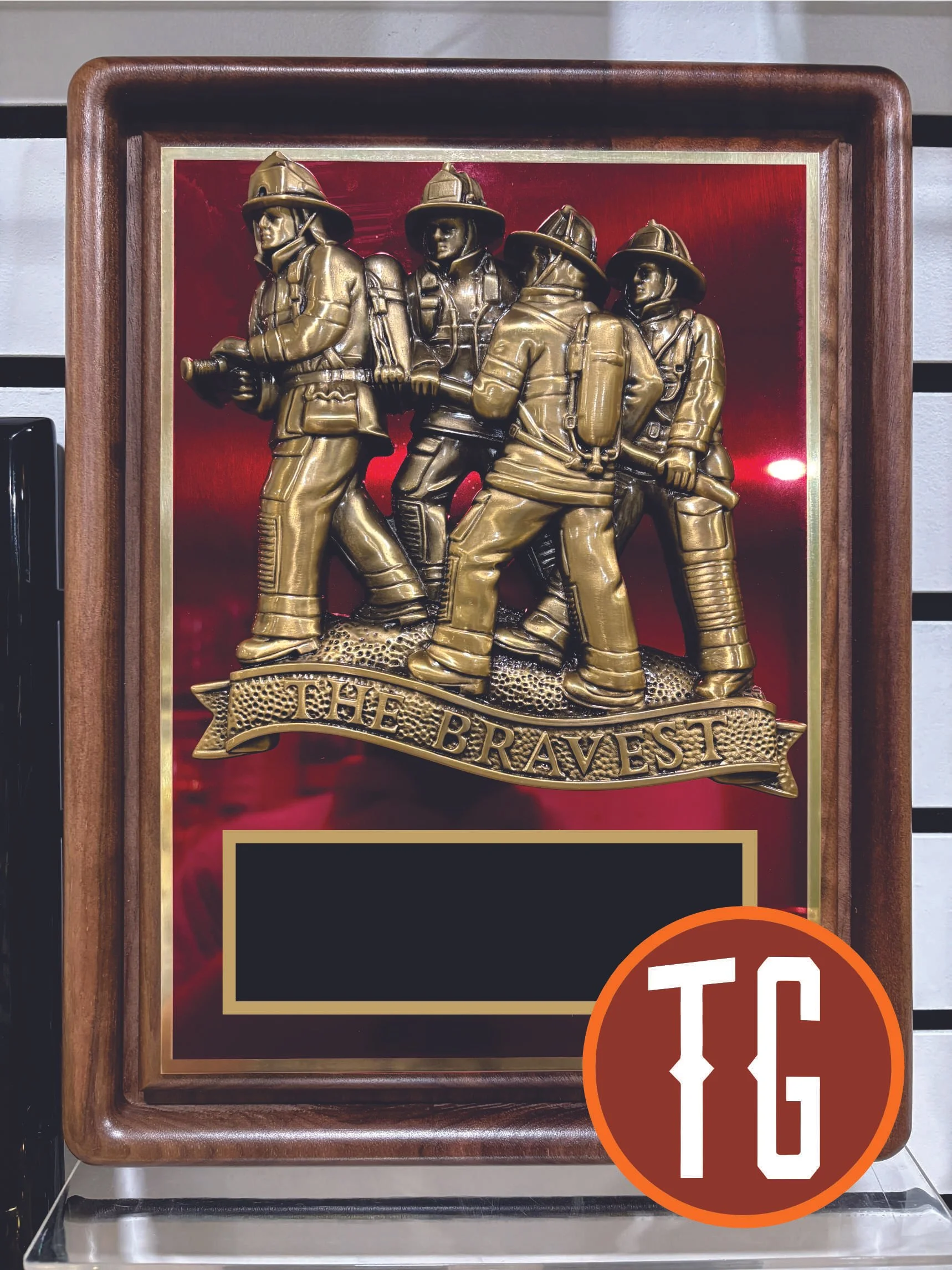 Firefighters Finest Walnut Plaque 12" x 15" (Includes Engraving)