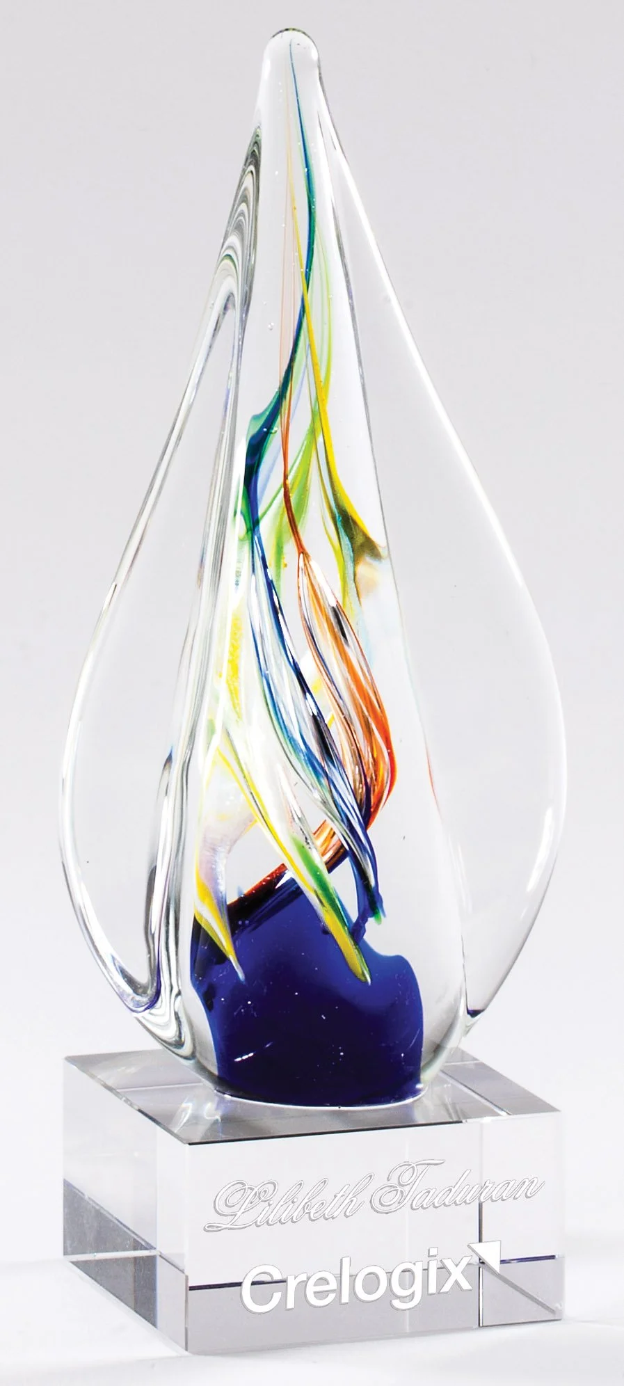 Primary Drop Art Glass Award 8.75" (Includes Engraving)