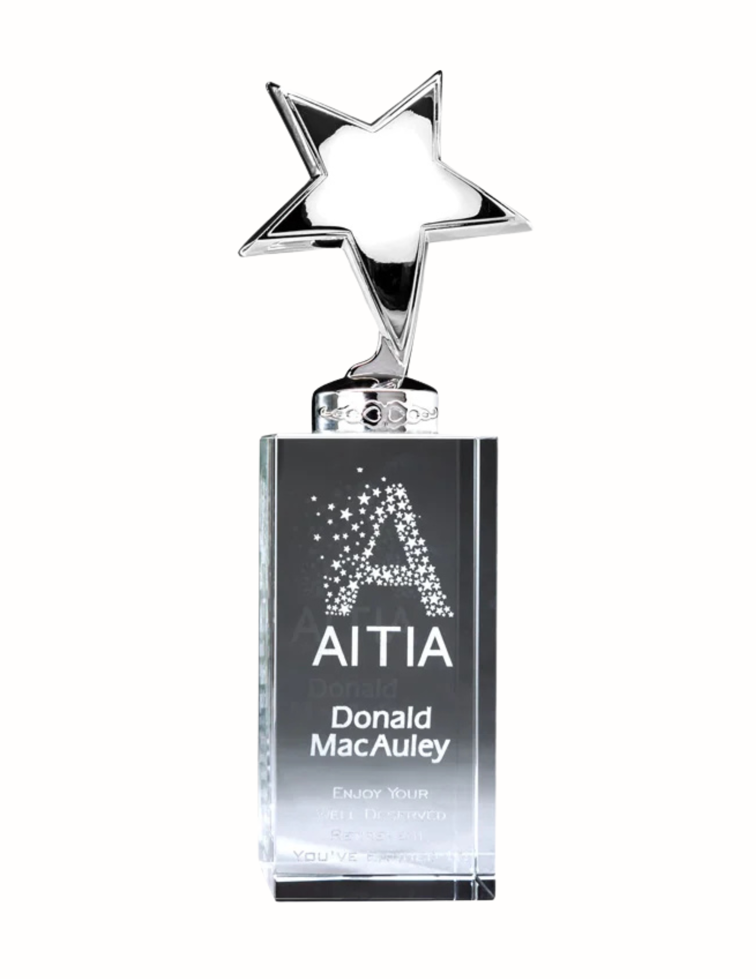 Polished Metal Star Crystal Award 7.25" (Includes Engraving)