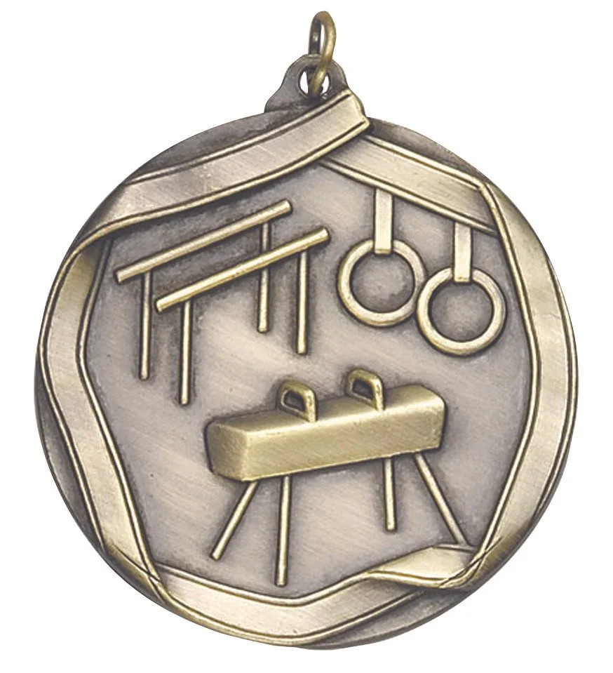Ribbon Border Male Gymnastics Medal 2.25" (Includes Ribbon)