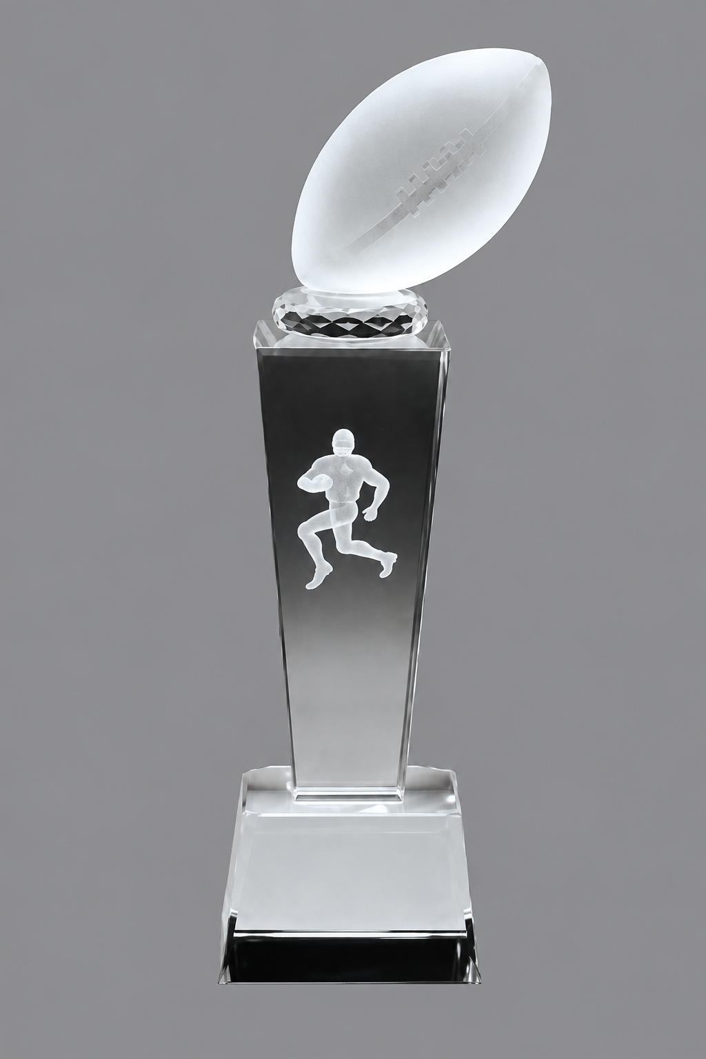 Football Frosted Crystal Tower Award 8.75" x 2.5" (Includes Engraving)
