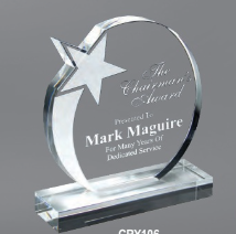 Shooting Star Circle Crystal Award- 2 Sizes (Incudes Engraving)