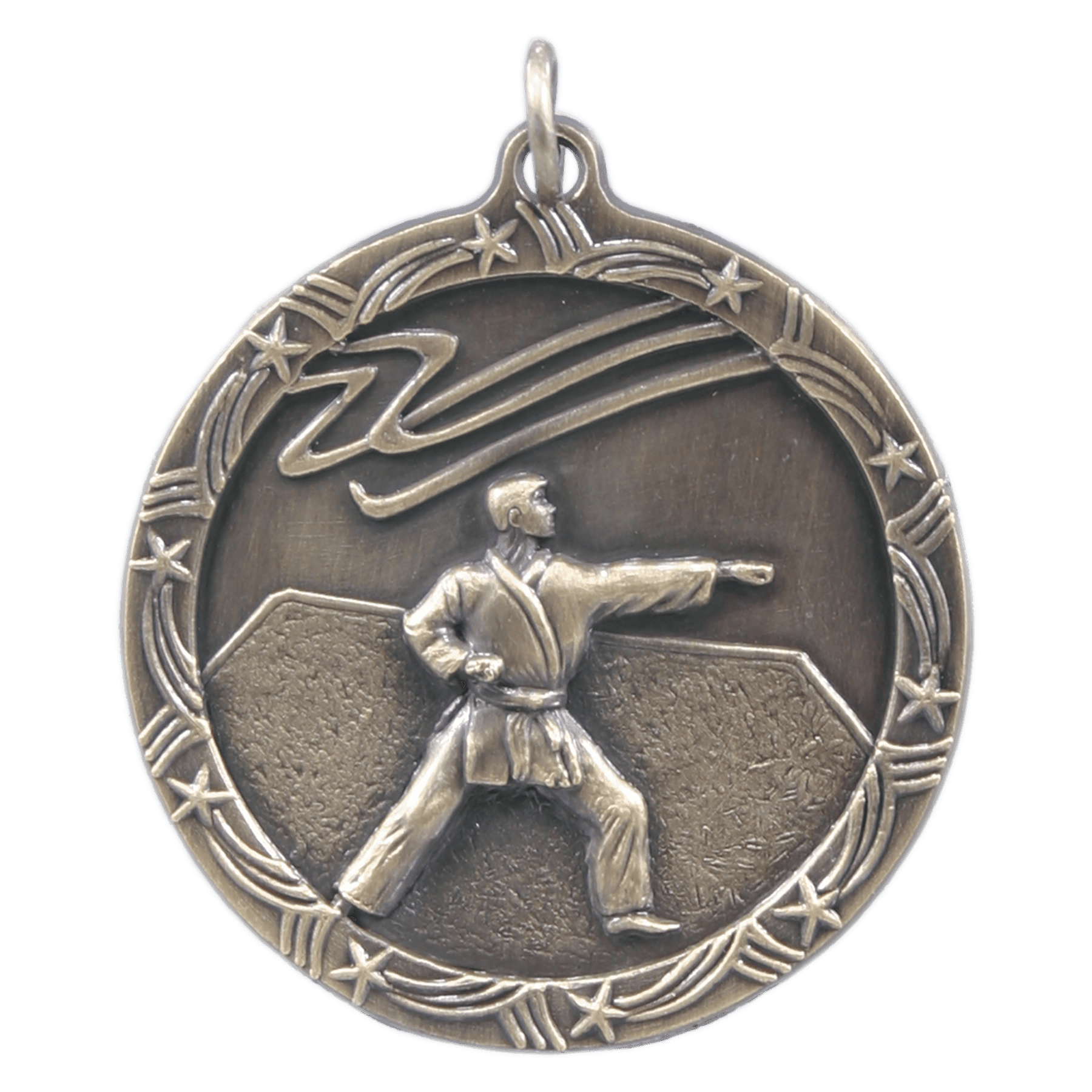 Martial Arts Shooting Star Medal- 2 sizes, 3 finishes (Includes Ribbon)