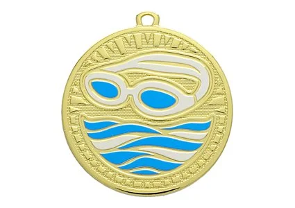 Iron Sunray Swimming Medal  2 1/8" (Includes Ribbon)