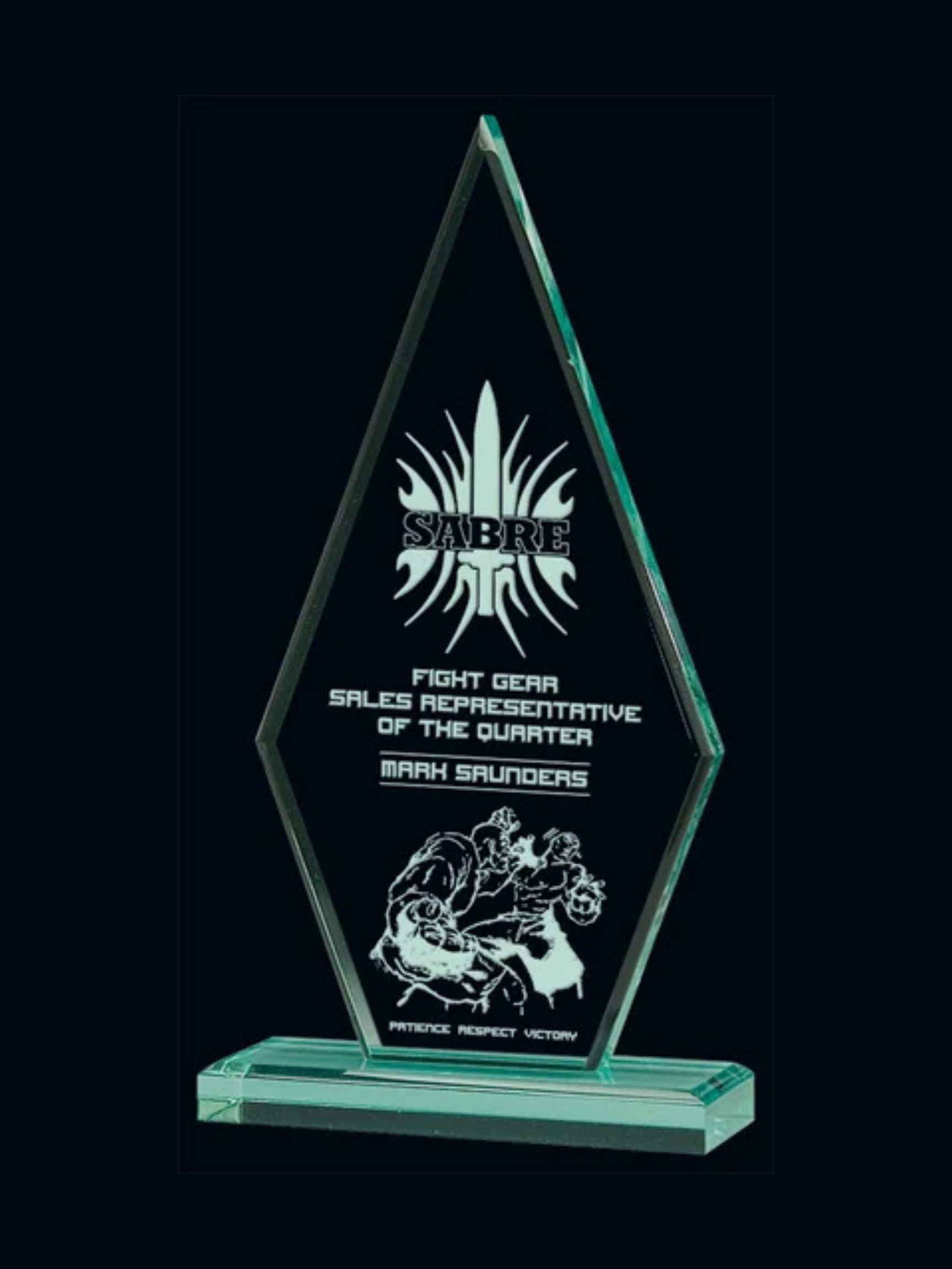 Jade Sabre Acrylic Award 3 Sizes (2 Custom Options)