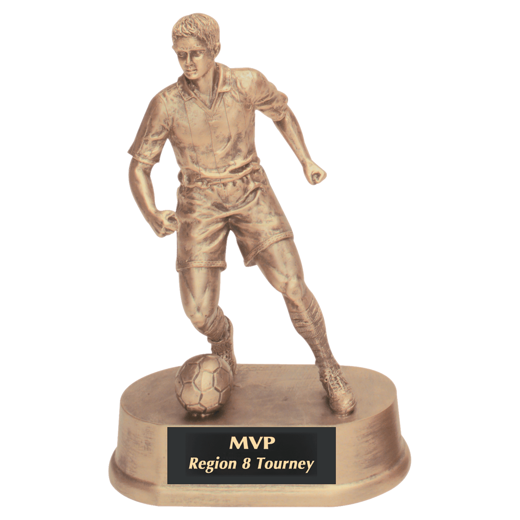 Antique Gold Male Soccer Resin Award 7.75" (Includes Engraving)