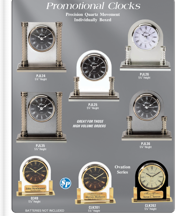 Short Column Rounded Clock 5.75"-3 options (Includes Engraving)