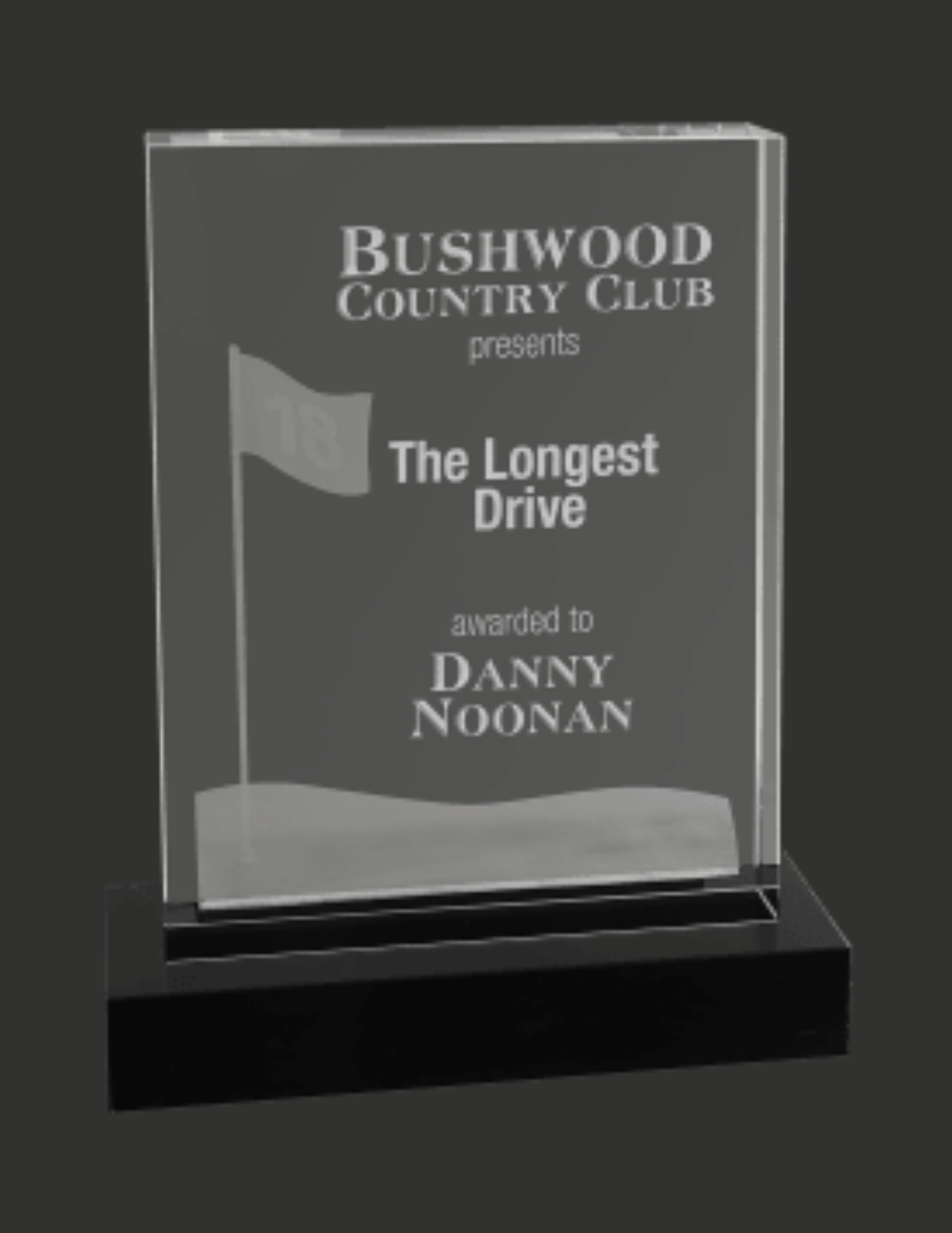 Crystal 3D Golf Flag/ Green Award 6.25" x 8"