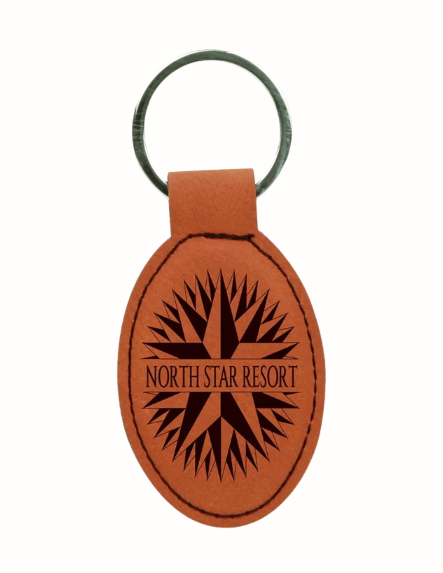 rawhide leatherette oval keychain