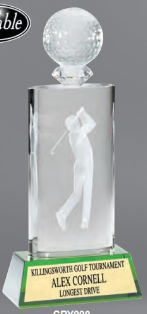 Green Golf Crystal Award 11.5" (Includes Engraving)