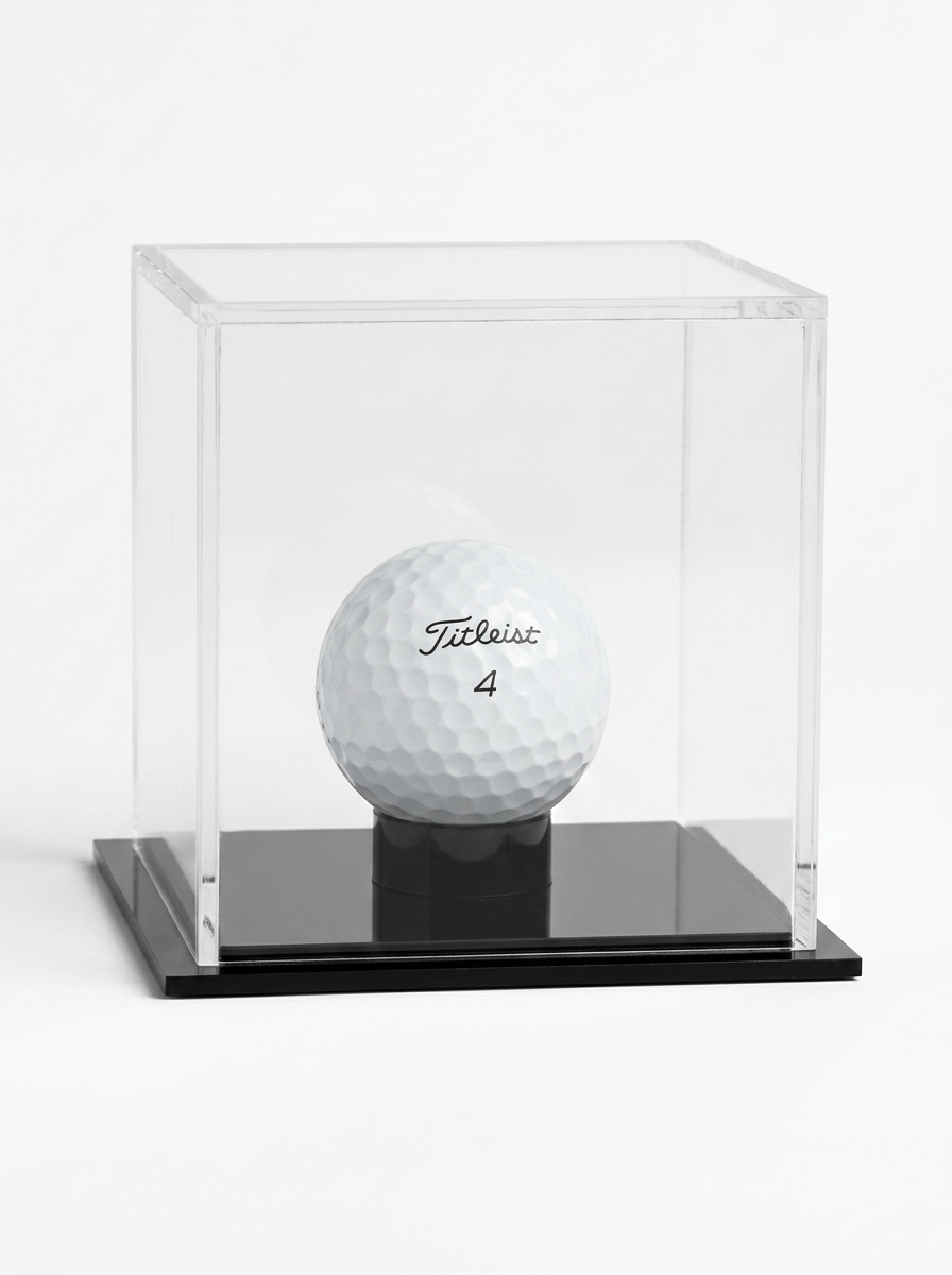 Acrylic Golf Ball Display Case Golf Ball, Clear / Black (Includes Engraving)