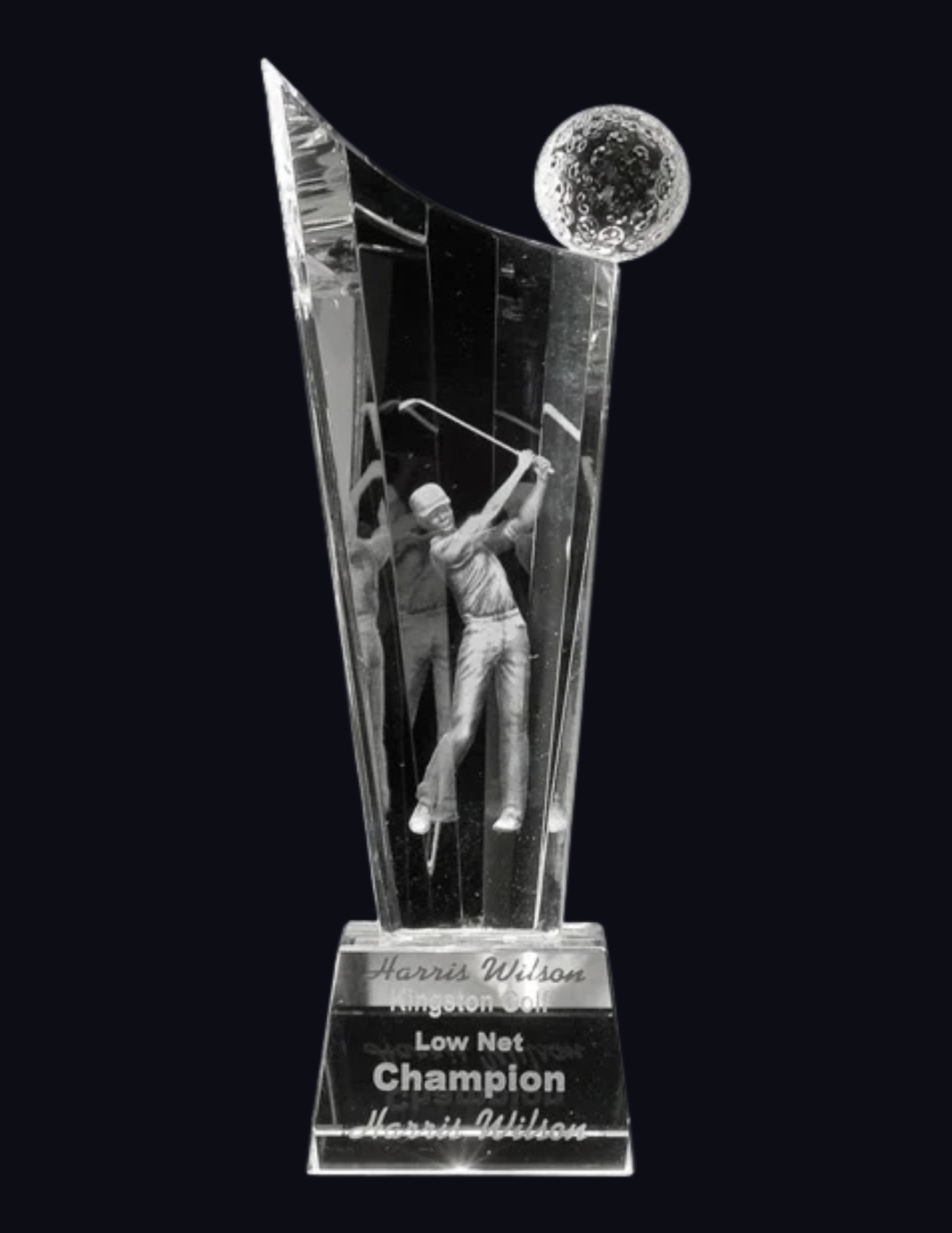 Renaissance Male Golfer Crystal Award- 2 Sizes (Includes Engraving)
