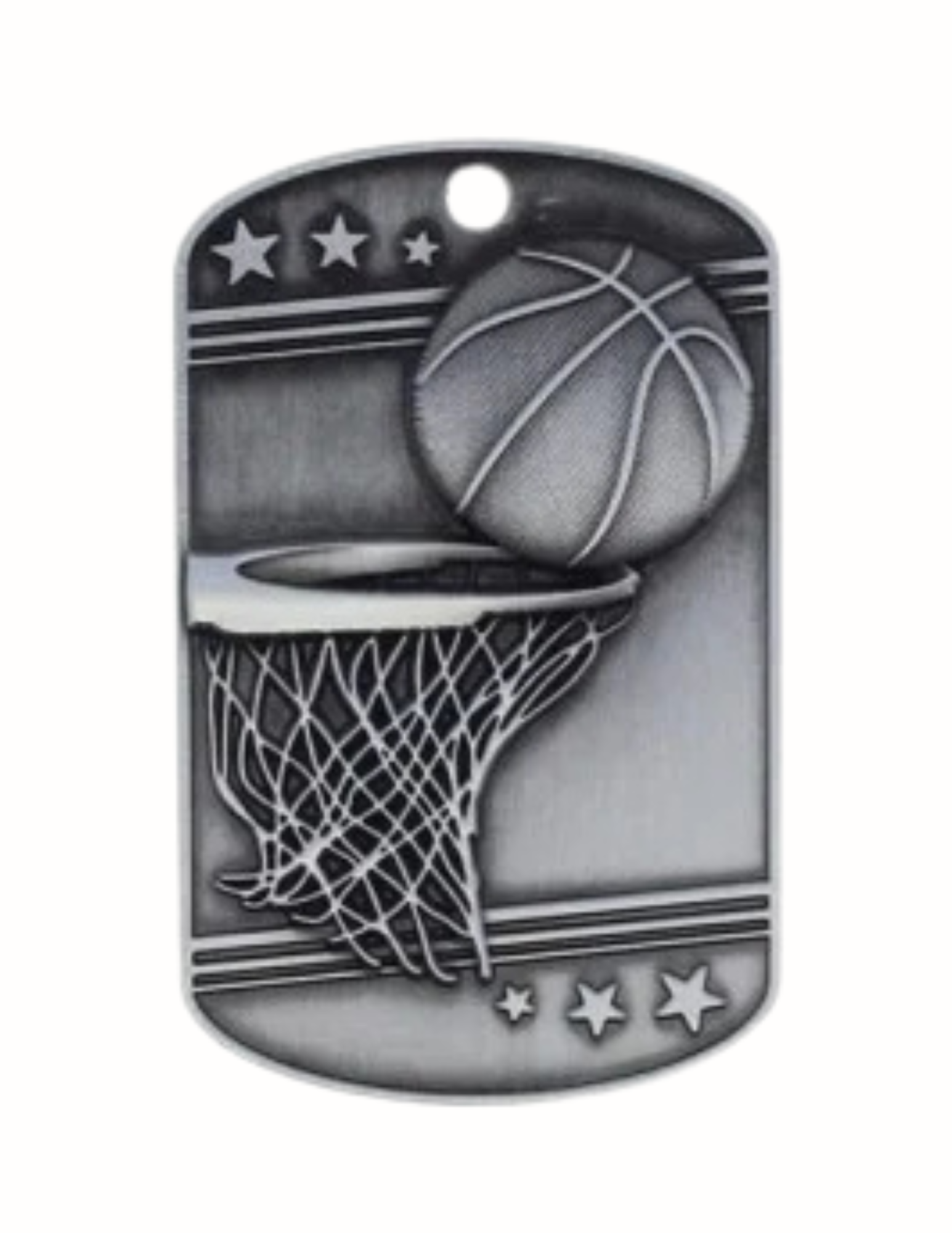 Silver Basketball Dog Tag (Includes beaded chain)