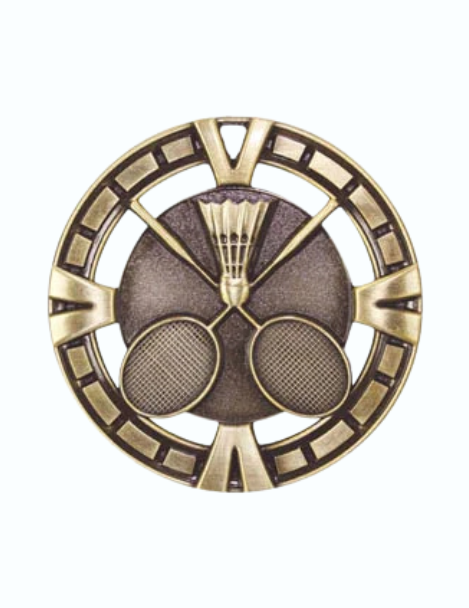 varsity gold badminton medal