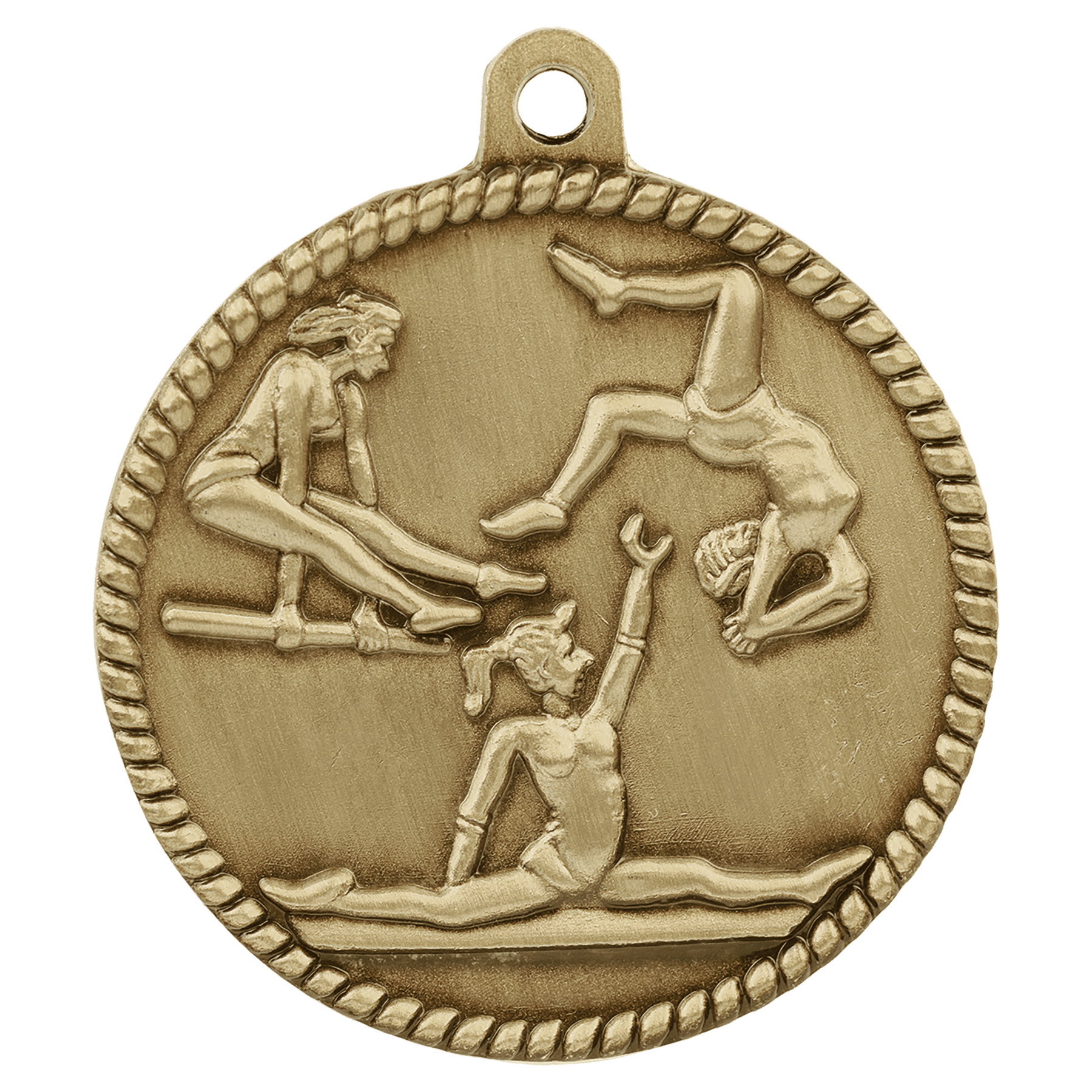 Female Gymnastics High Relief Medal 2" (Includes Ribbon)