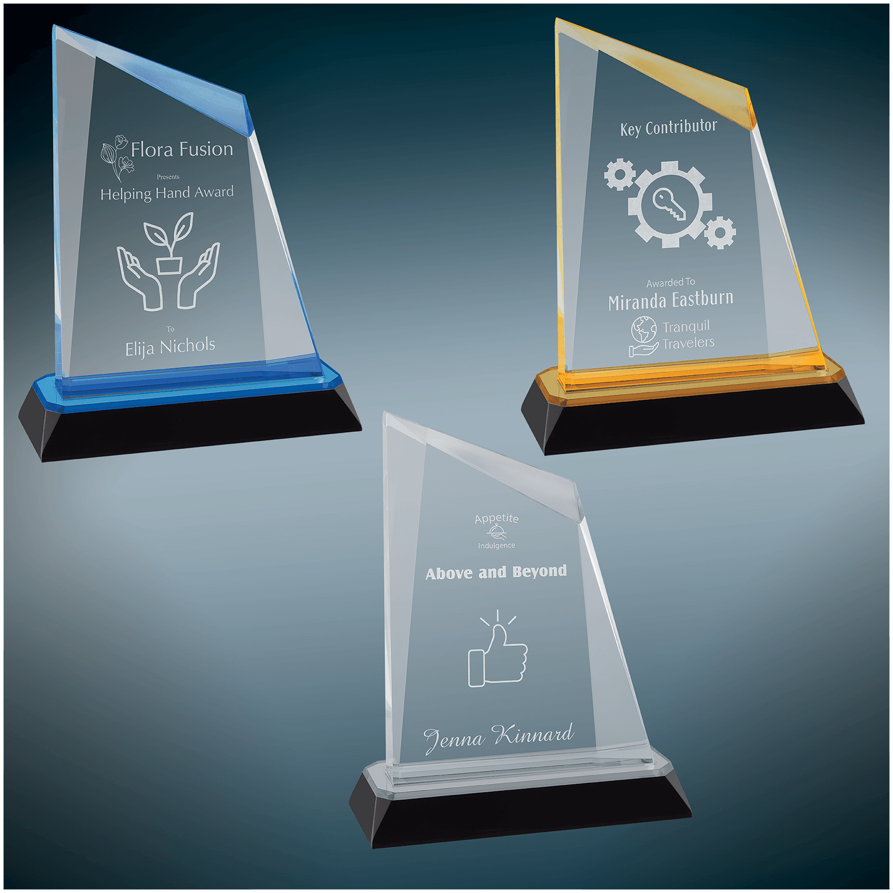 Peak Diamond Corner Base Impress Acrylic Award- 3 sizes, 3 colours (2 Custom Options)