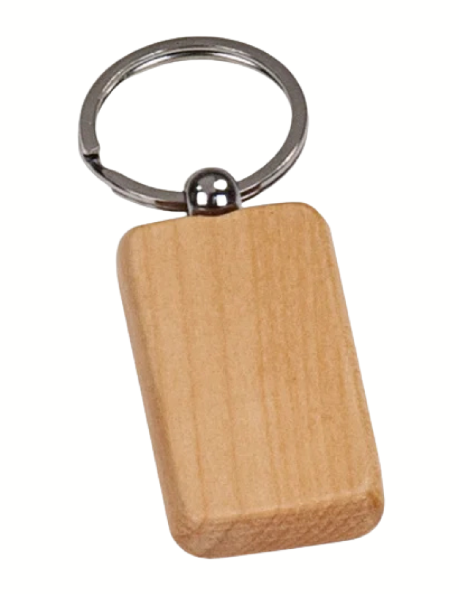 Maple Finish Rectangle Keychain