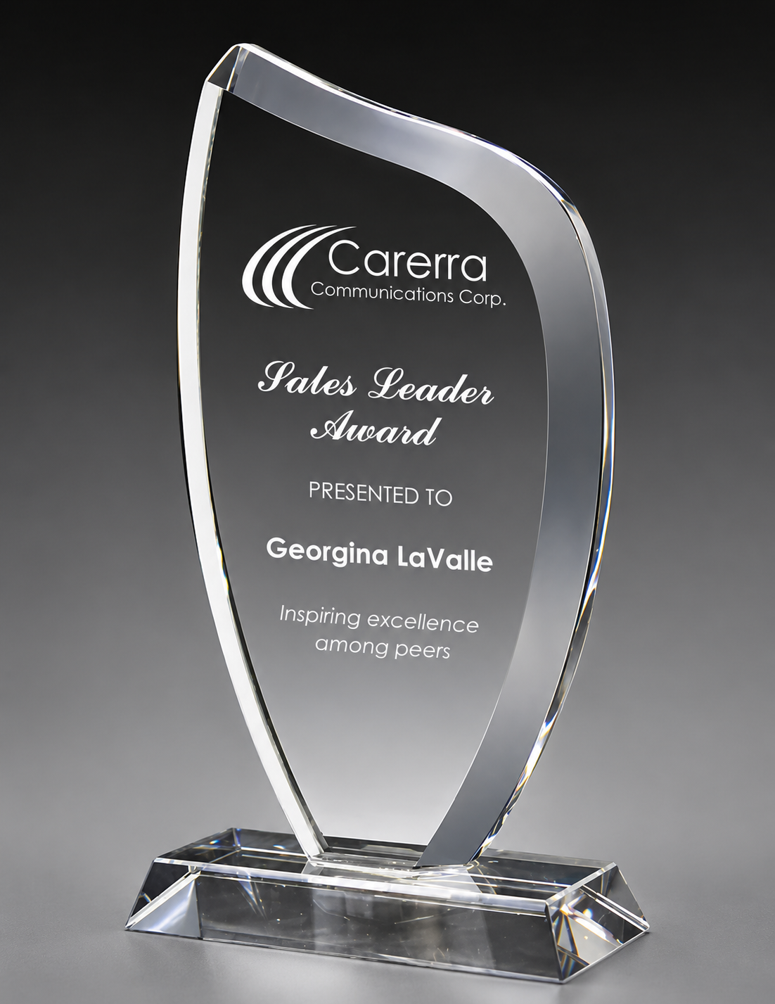 Regal Wave Crystal Award- 2 Sizes (Includes Engraving)
