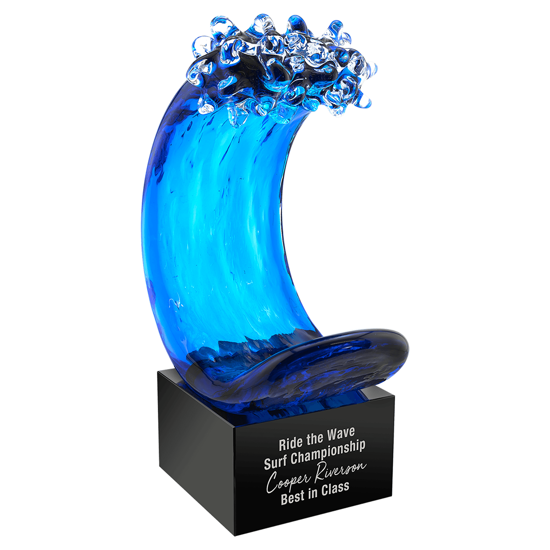 8.5" Blue Wave Art Glass Award (Includes Engraving)