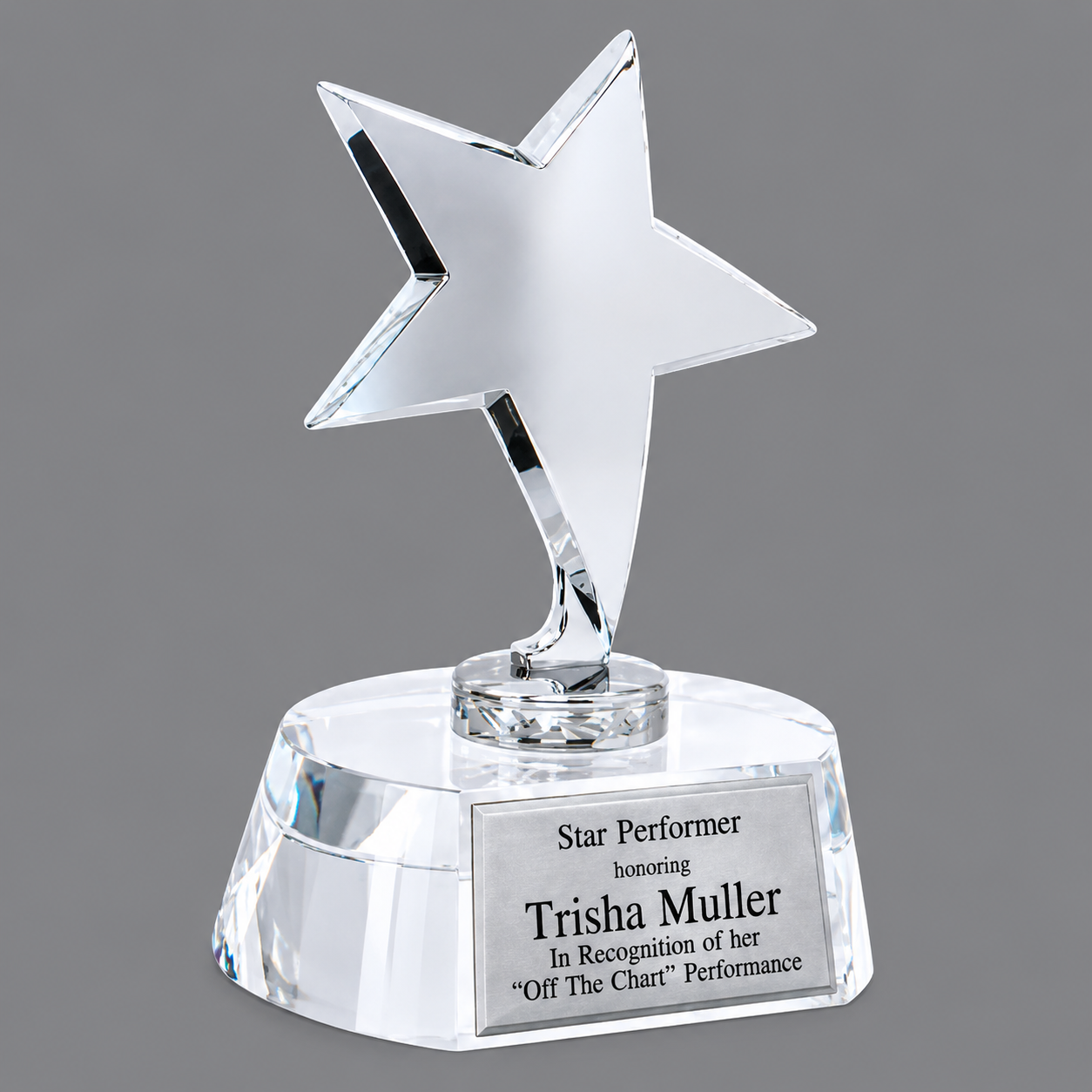 Chrome White Cap Crystal Award 4.5" x 5.75" (Includes Engraving)