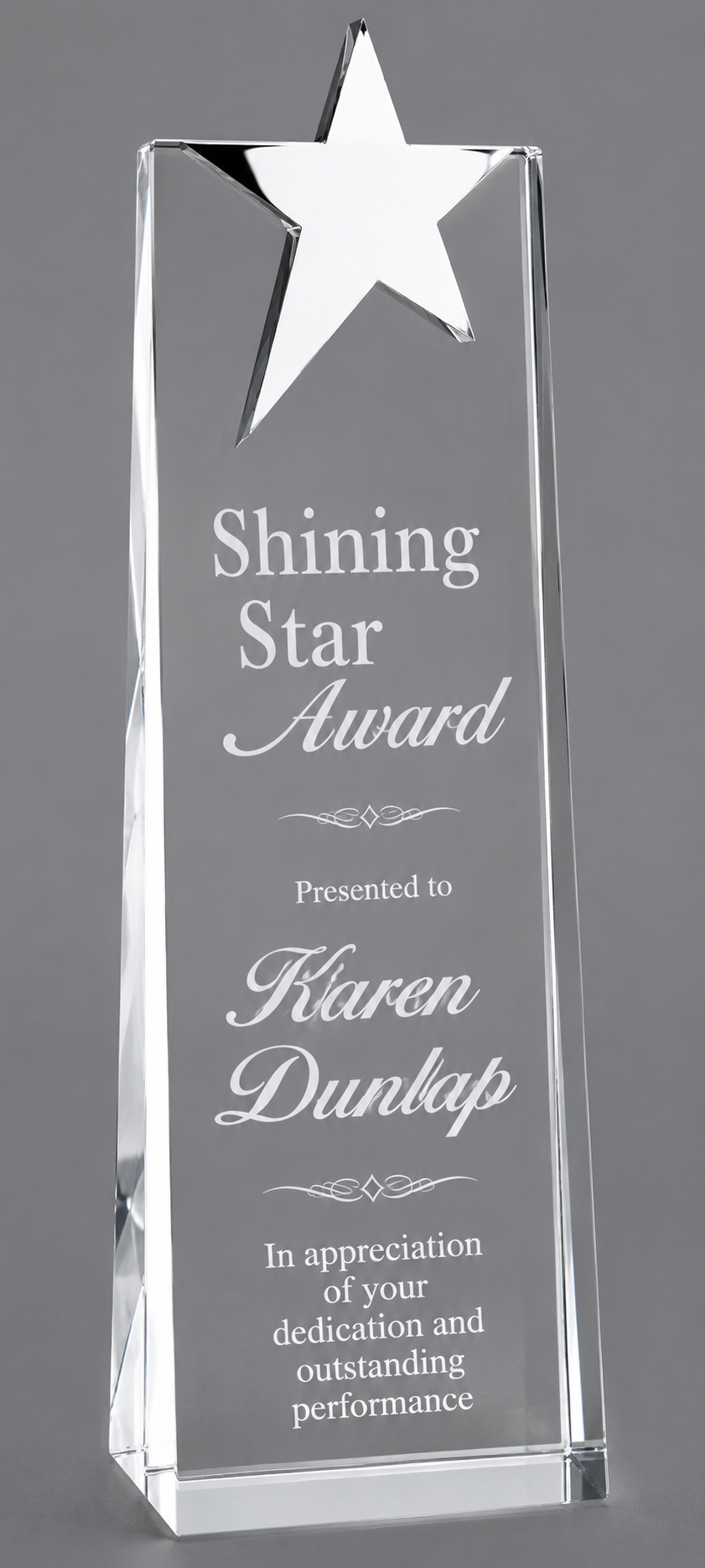 Chrome Star Crystal Wedge Award