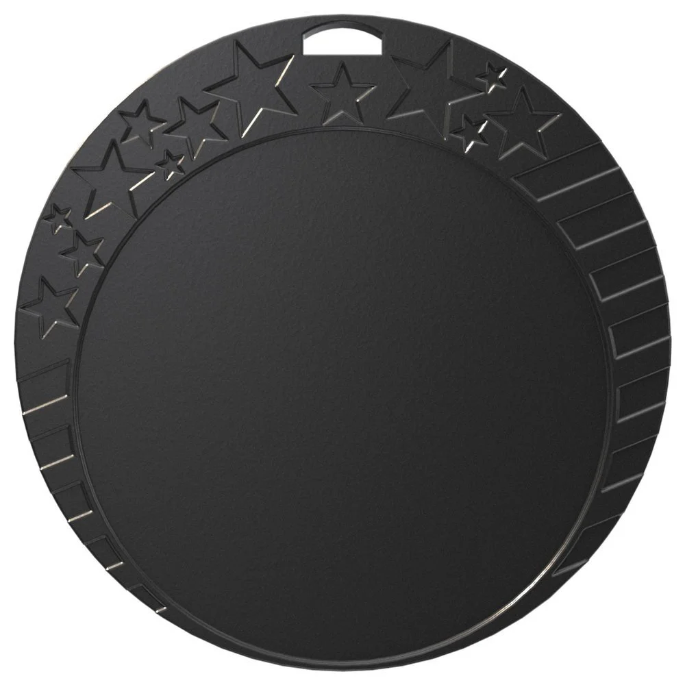 Black Star Border Medal 2.5" (Includes Ribbon, 2 Custom Options)