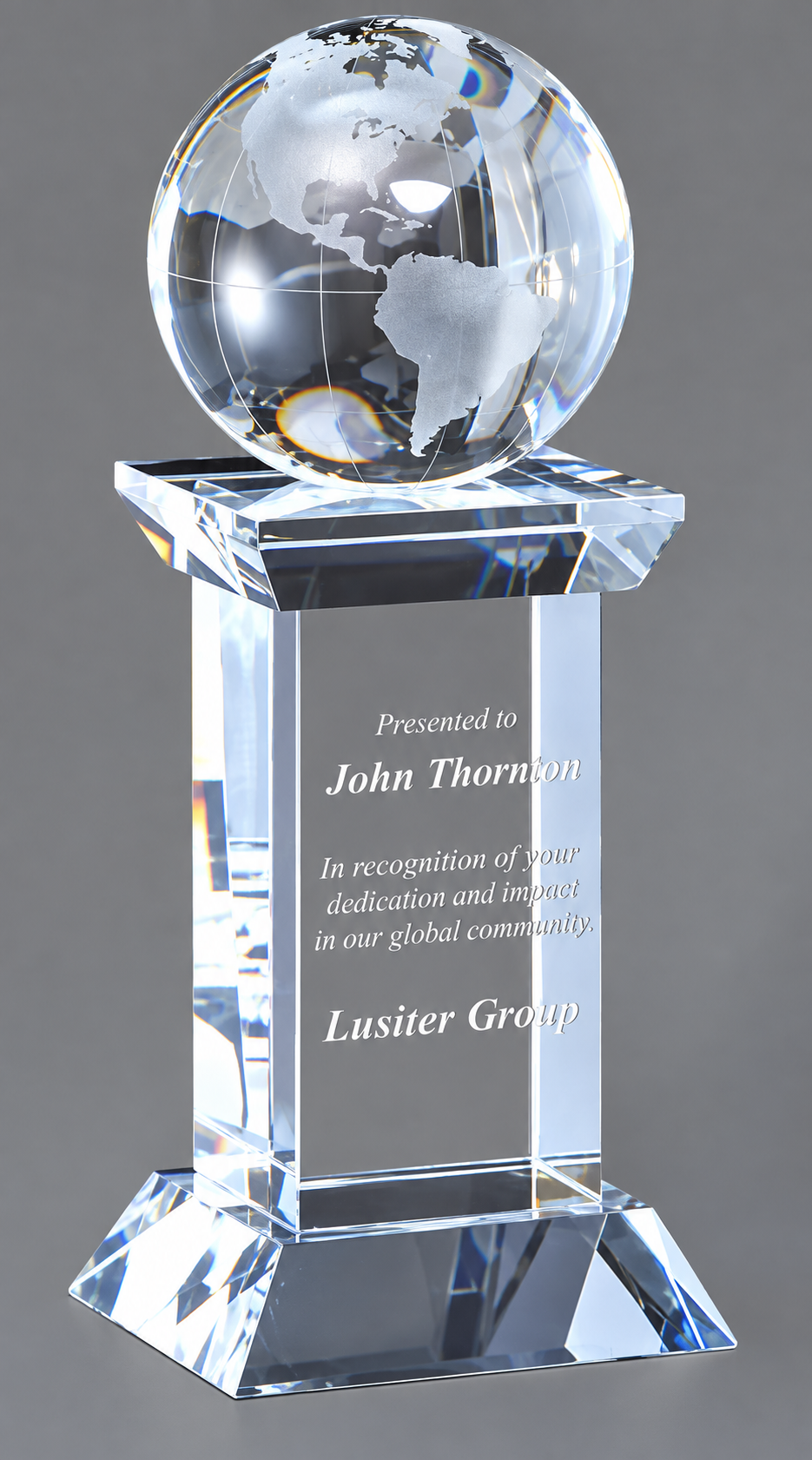 Global Pillar Crystal Award 3.25" x 8.25" (Includes Engraving)