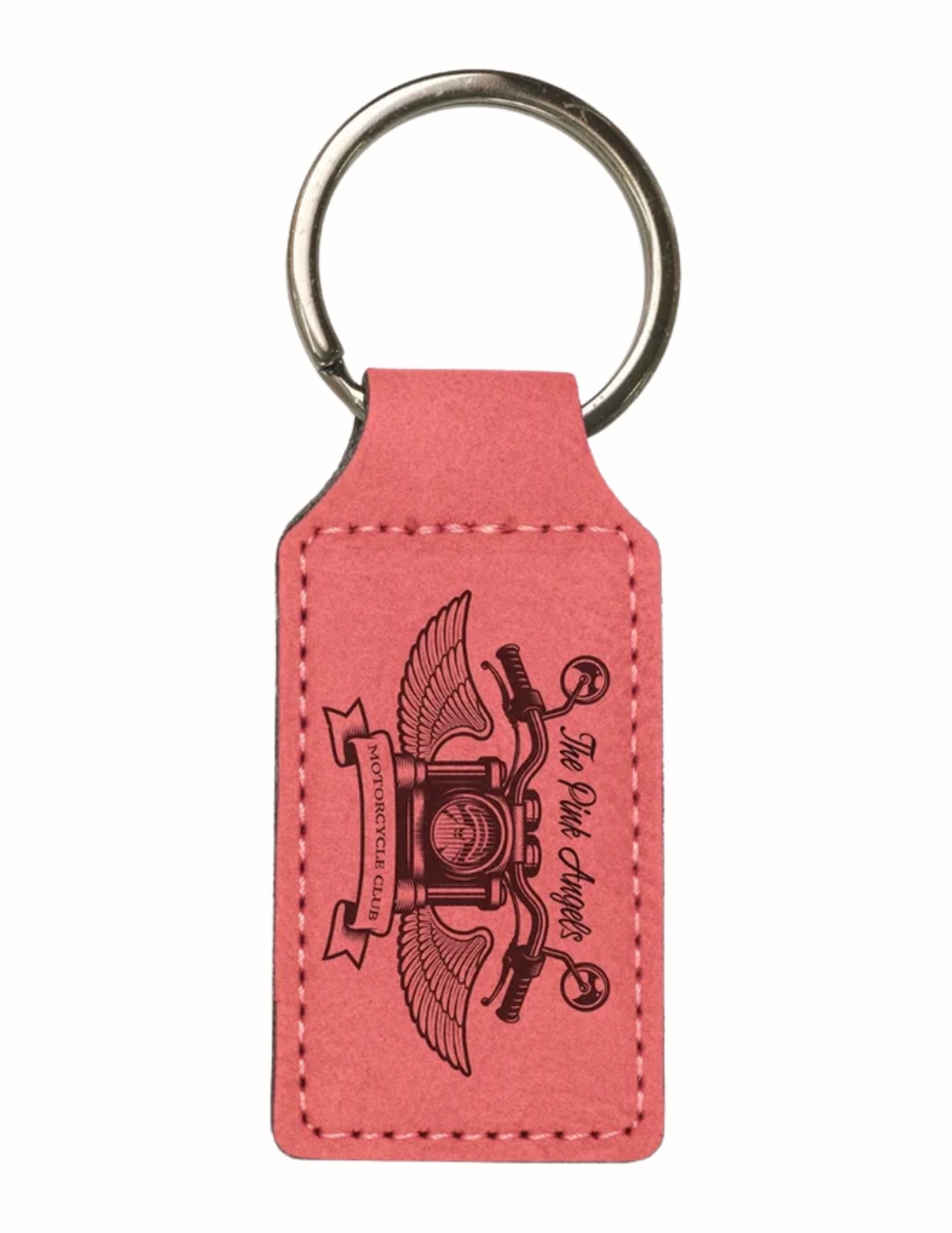 Pink Leatherette Rectangle Keychain