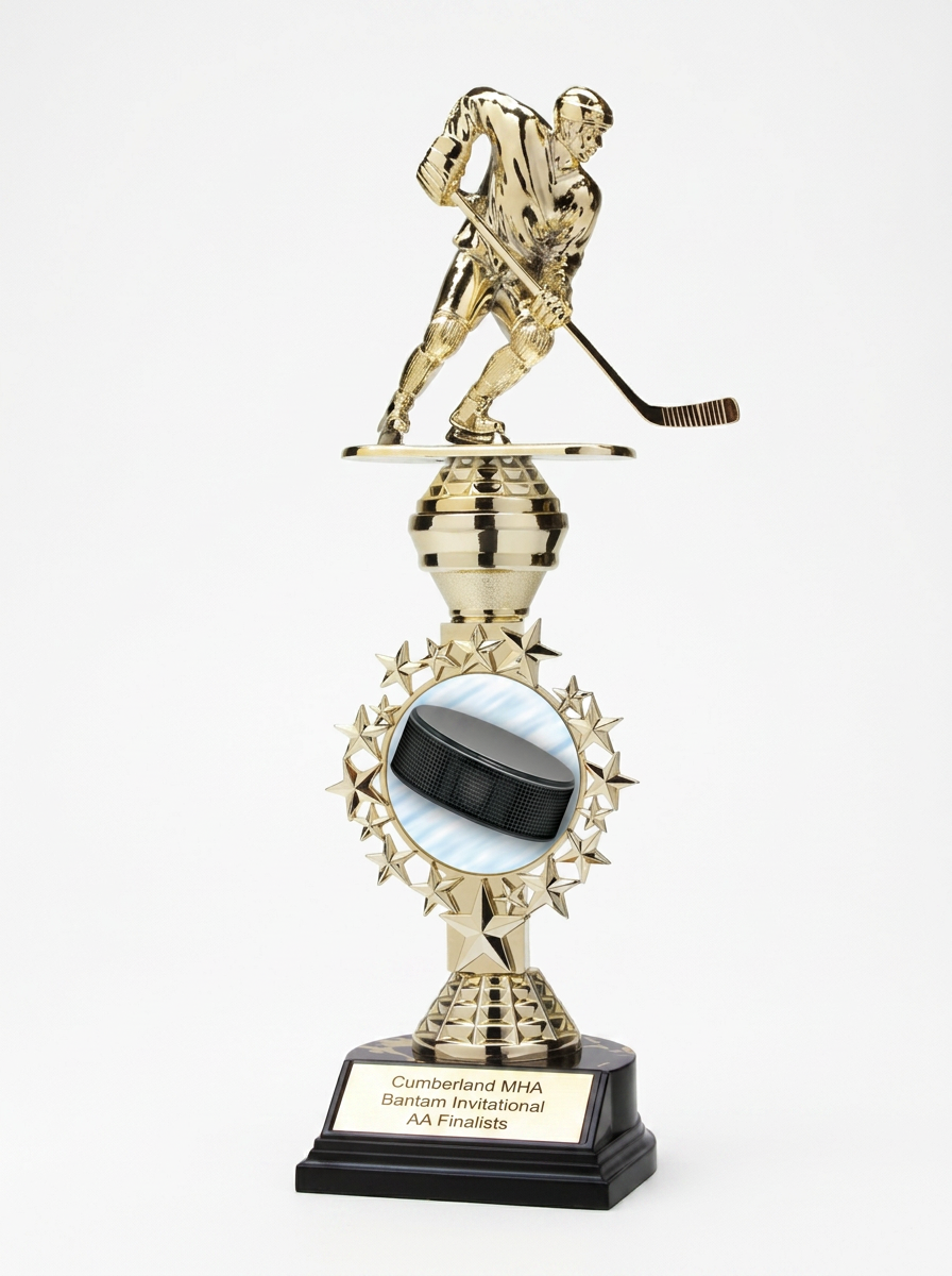 10" Hockey Trophy with hockey insert (Includes Engraving)