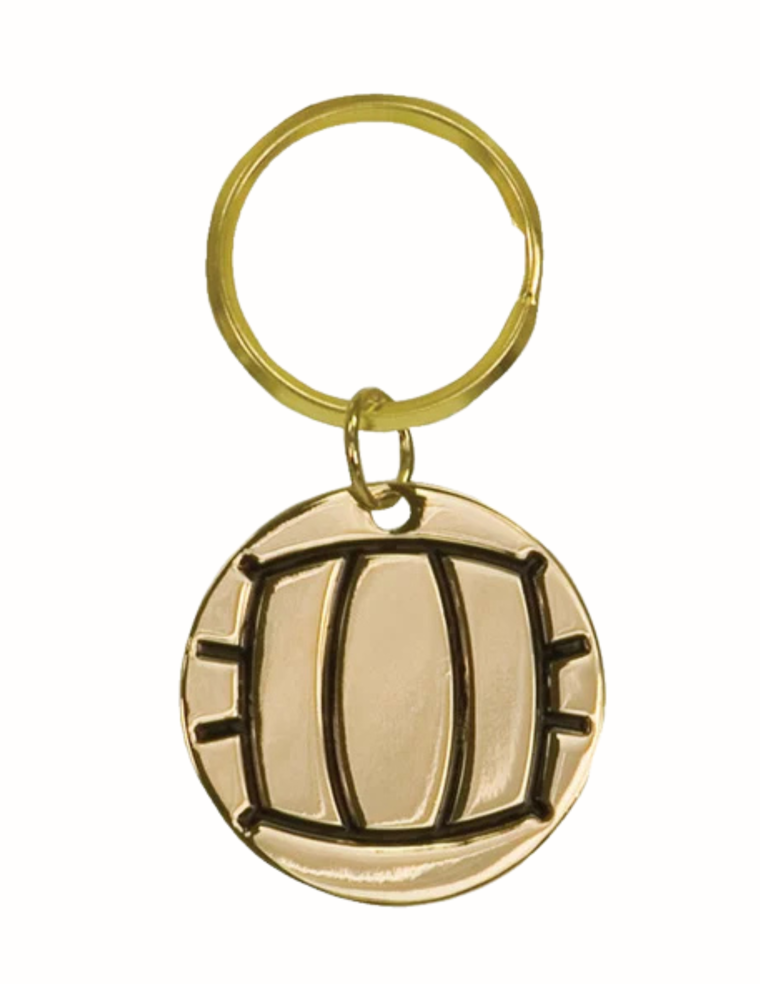 Gold Volleyball Brass Keychain