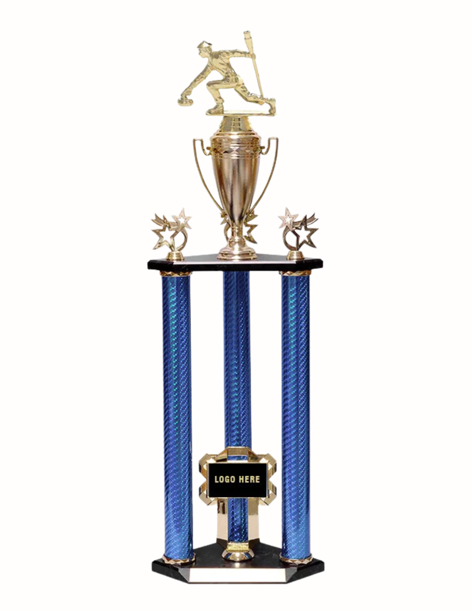 Tall Blue Cup Curling Trophy 28"