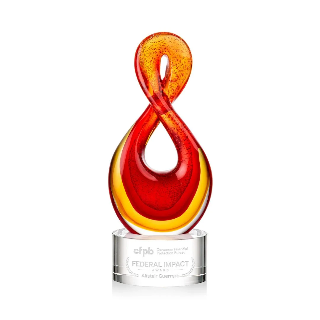 orange infinity art glass