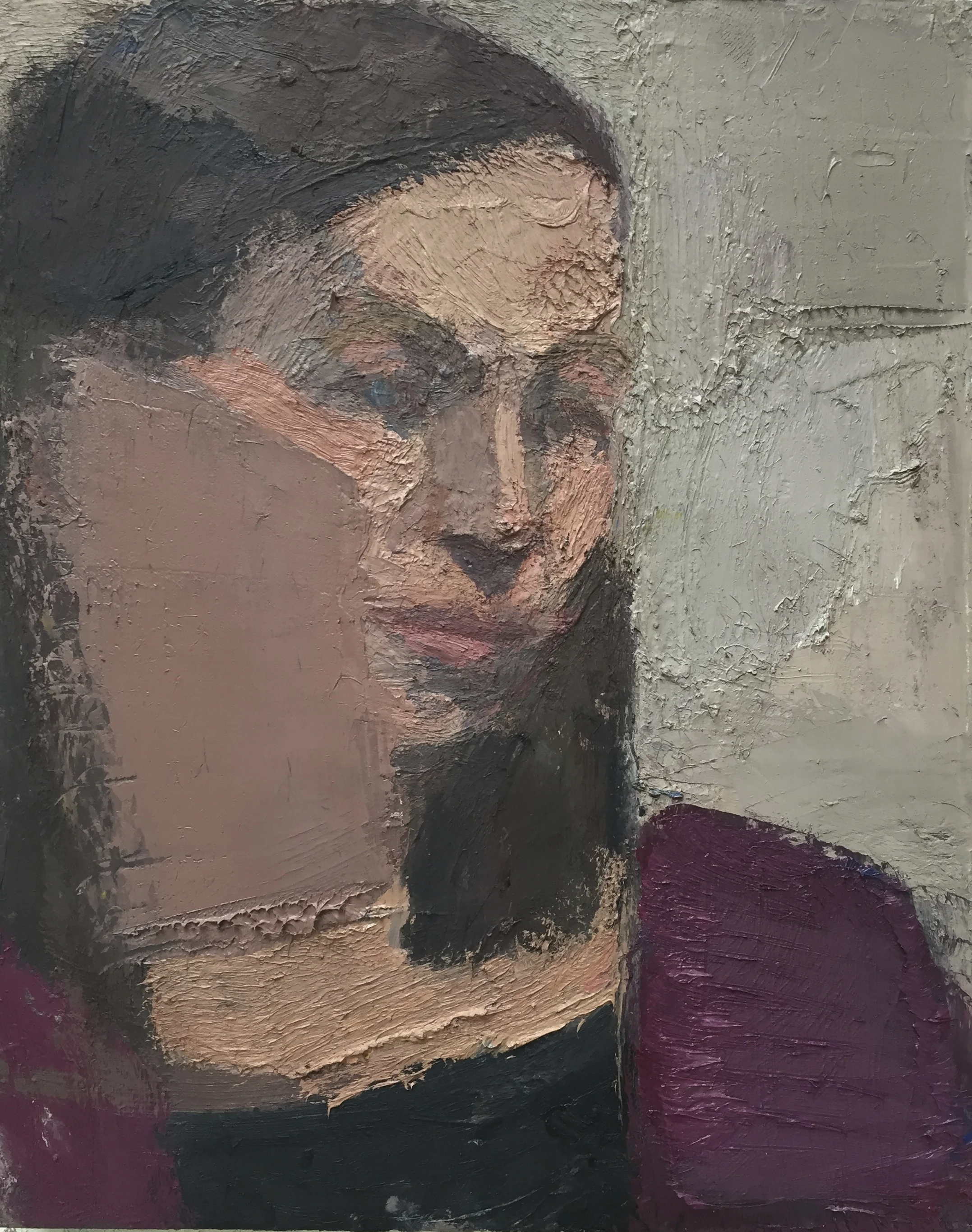 Untitled (head), 2014-15, Oil on linen, 20 x 16 inches.