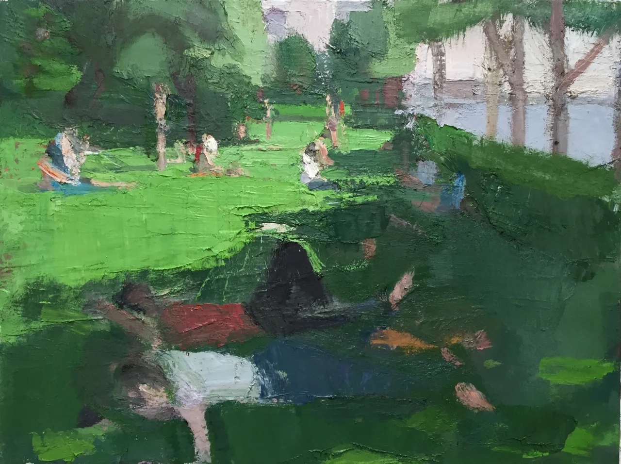 Hudson River Park, Early Summer, 2012-15, Oil on linen, 30 x 40 inches. Click HERE for close up images.