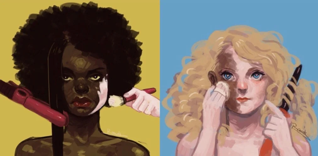 The images are from an Animated Short Film titled 'Yellow Fever,' which explores Colorism & Self-Image among African women and young girls.