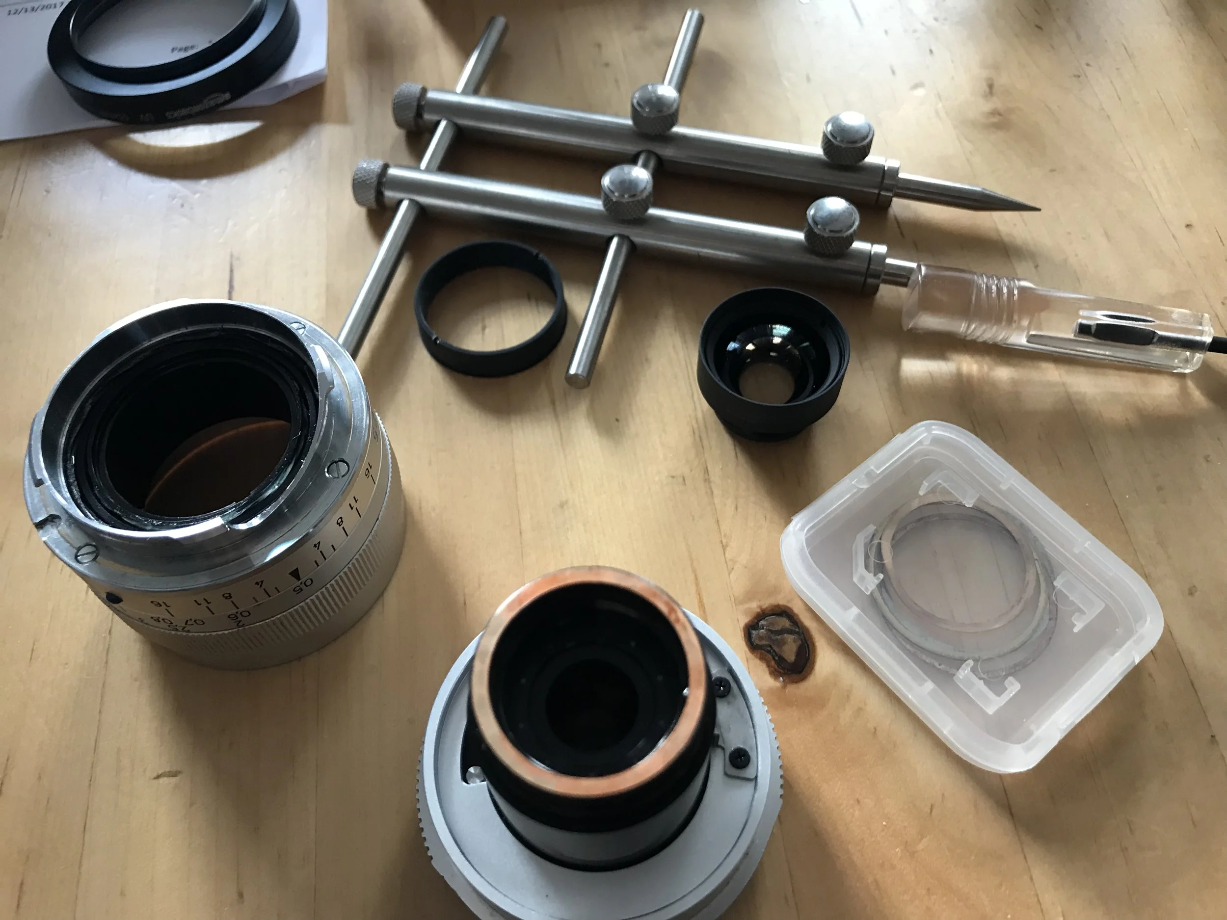 taken apart showing extra shims