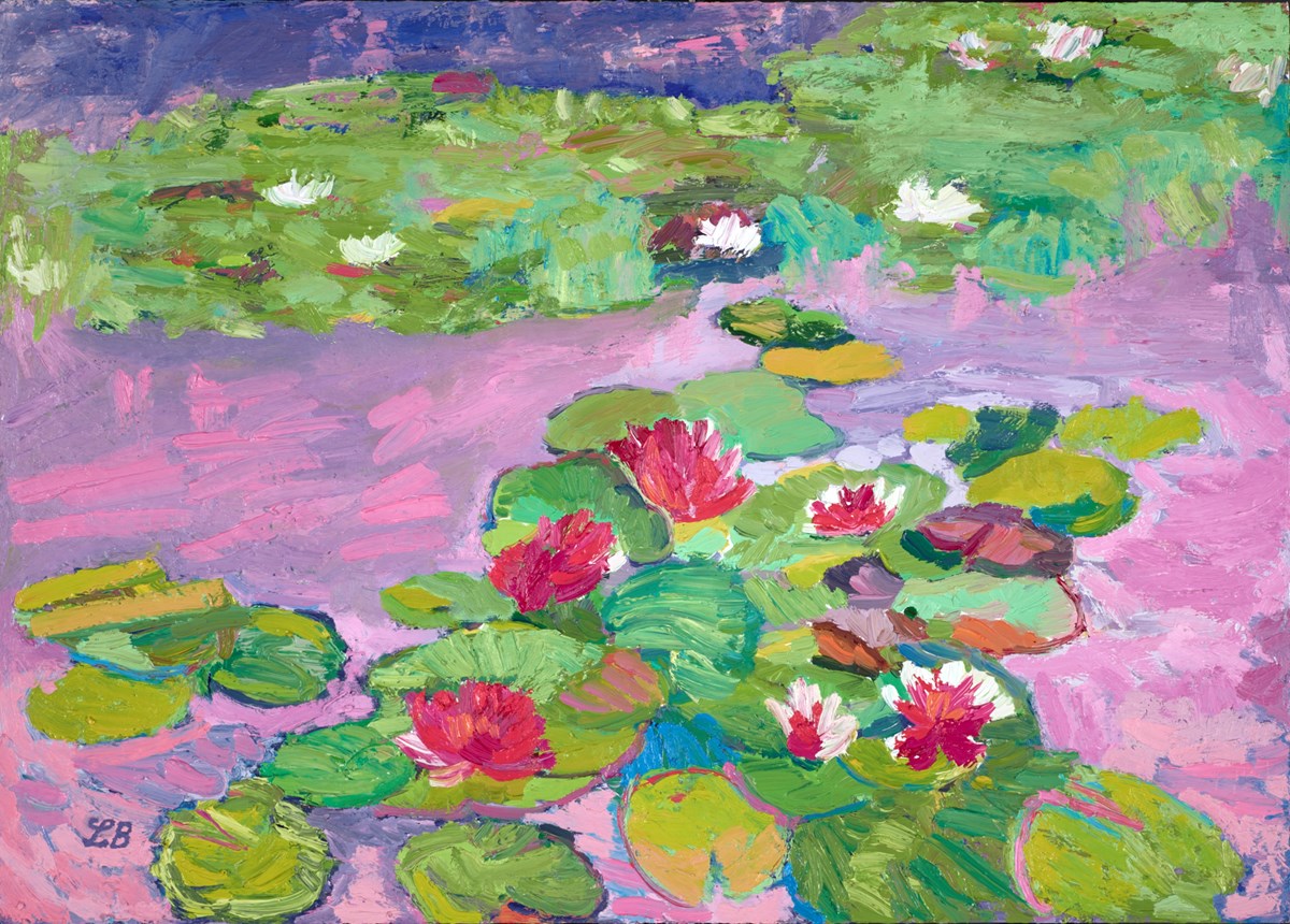 Sunset Over The Water Lilies Original oil on board 28 x 20 inches / 71 x 51 cm SOLD