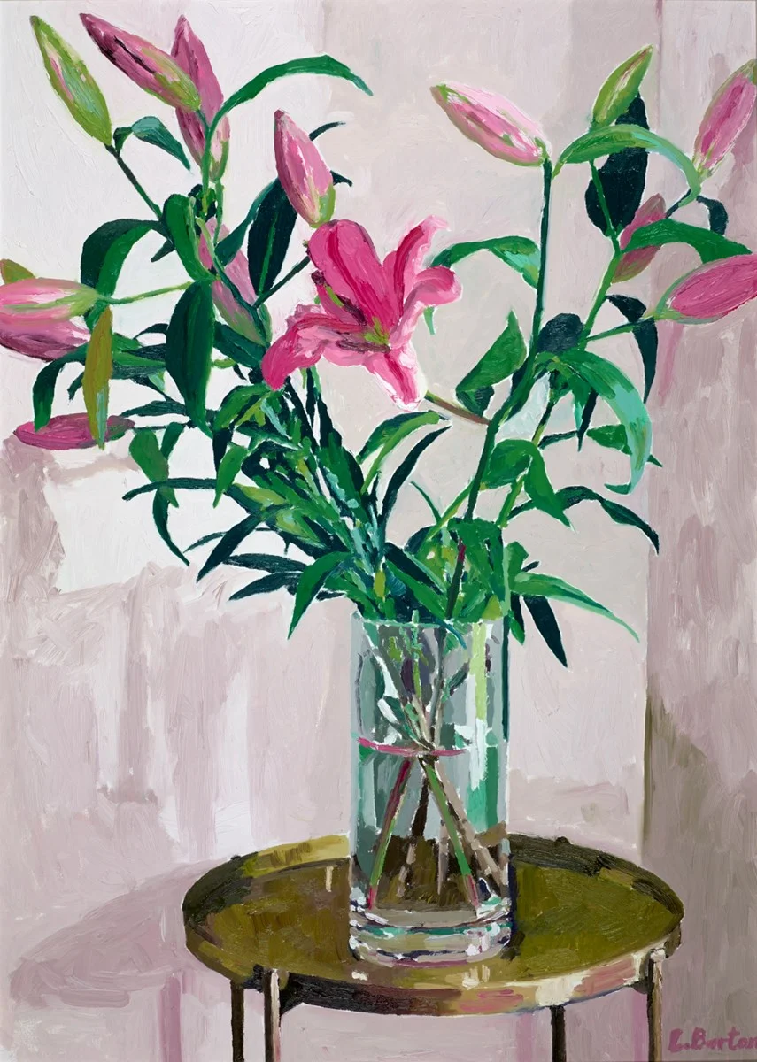 Pink Lilies Oil Painting on Board 70 x 50 cm (28 x 20 inches) Framed £1,750
