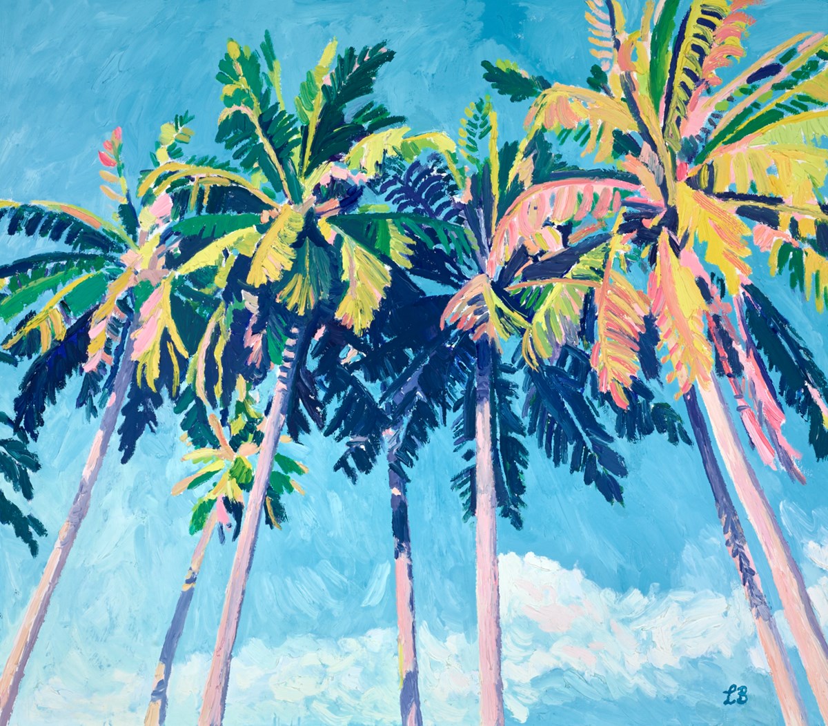 Blue Palms Original oil on box canvas 31 x 28 inches / 80 x 70 cm SOLD